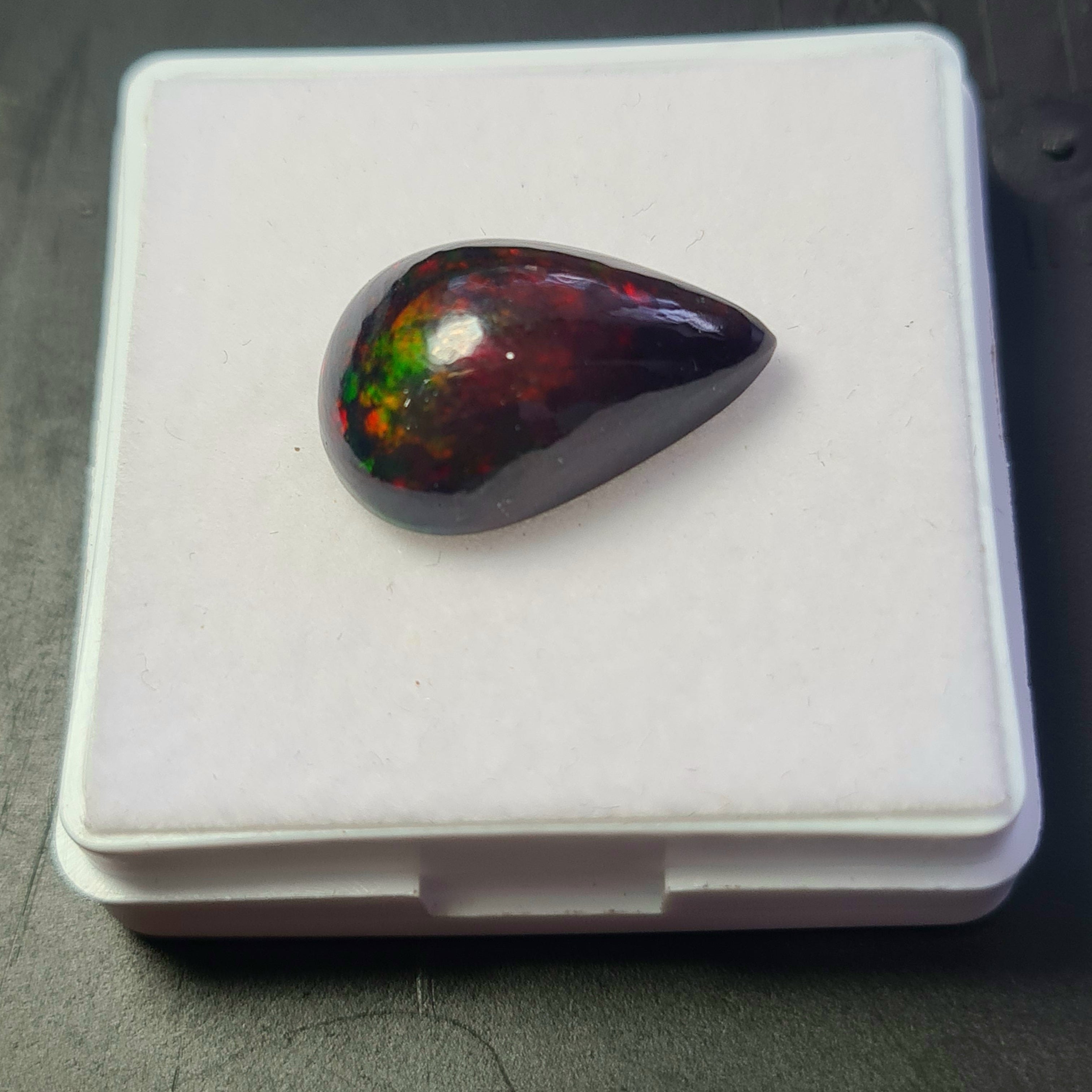 Ethiopian Black Smoked Opal Cabochon | Pear | Size: 20x13mm - The LabradoriteKing
