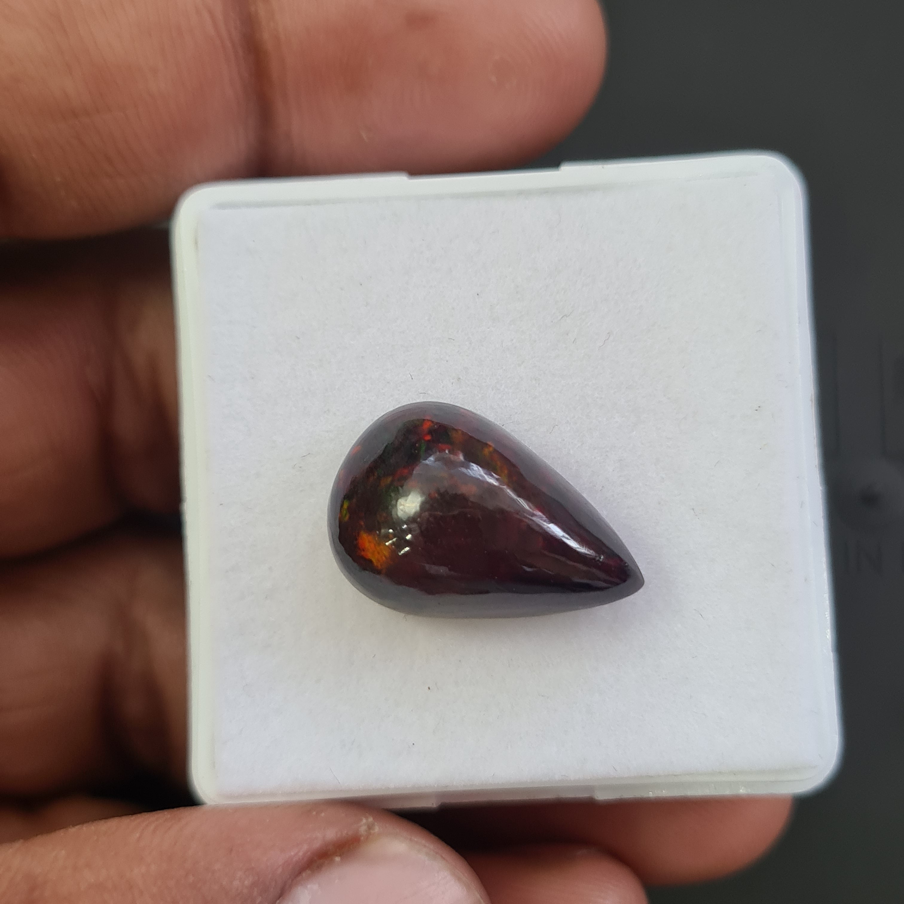 Ethiopian Black Smoked Opal Cabochon | Pear | Size: 20x13mm - The LabradoriteKing