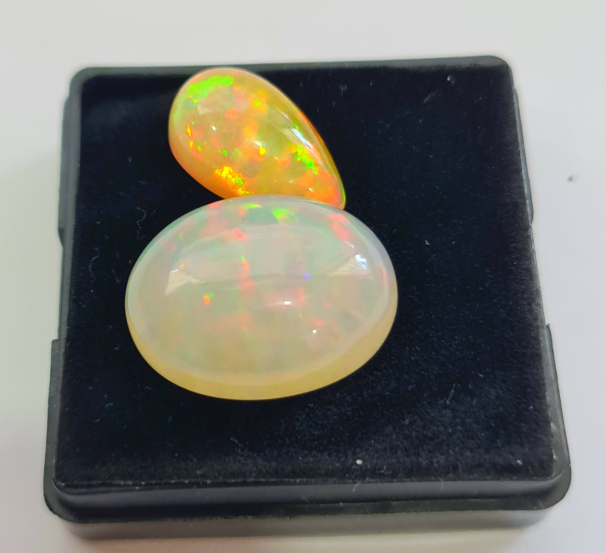2 pcs Natural Ethiopian Opal Cabochon | Oval&Pear | Size: 17-21mm - The LabradoriteKing