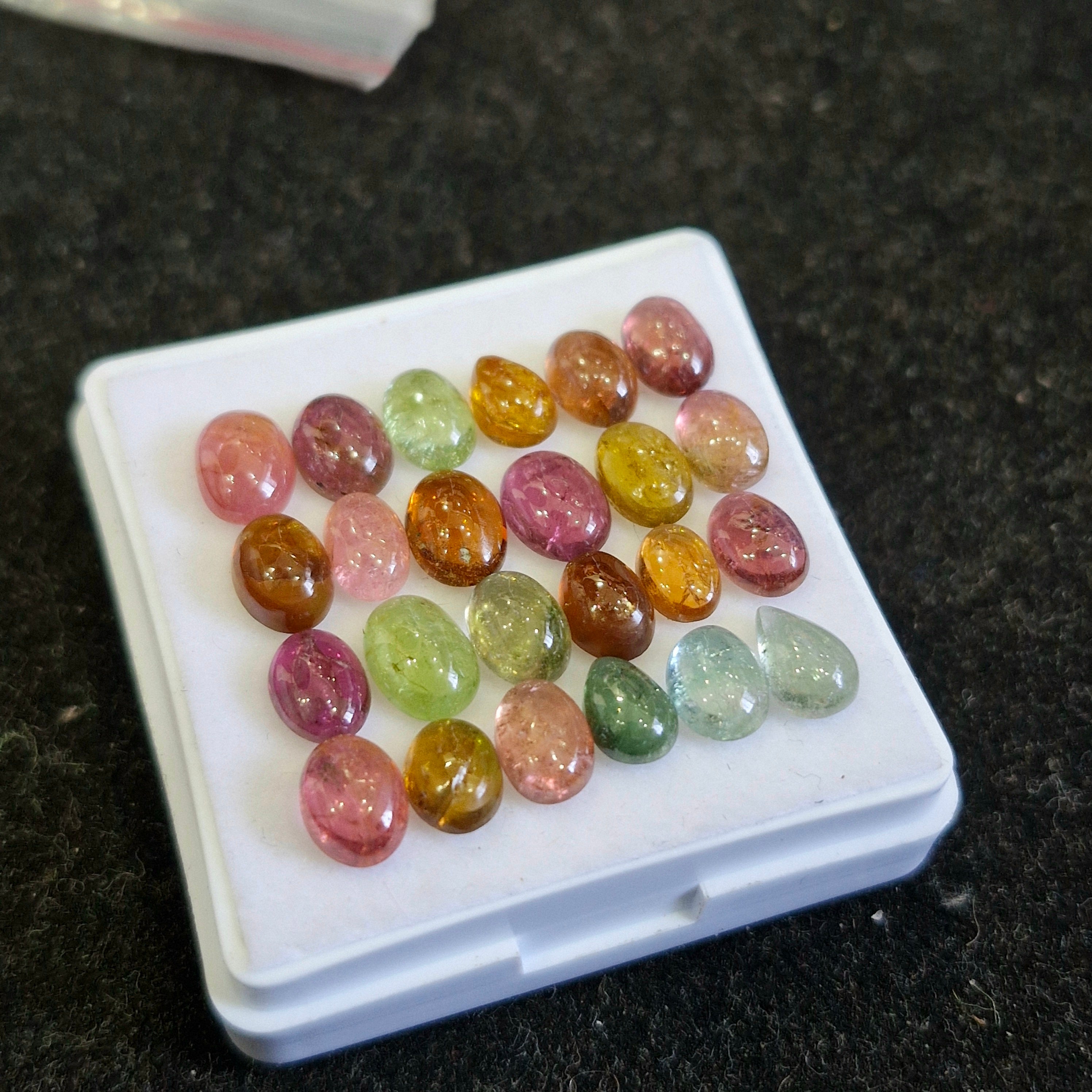 24 Pcs Natural Multi Tourmaline Cabochon | Mix | Size: 6-7mm - The LabradoriteKing
