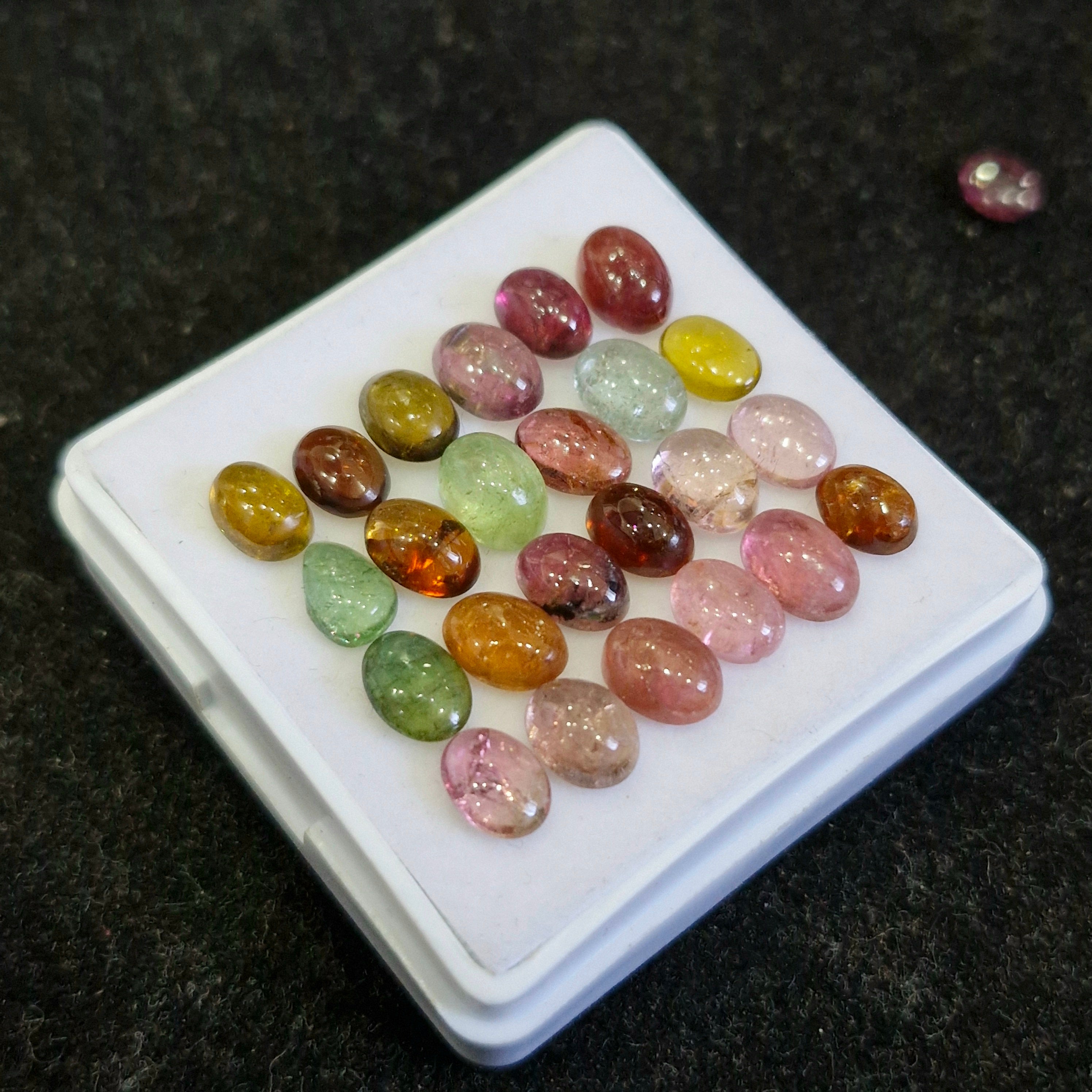 24 Pcs Natural Multi Tourmaline Cabochon | Mix | Size: 6-7mm - The LabradoriteKing