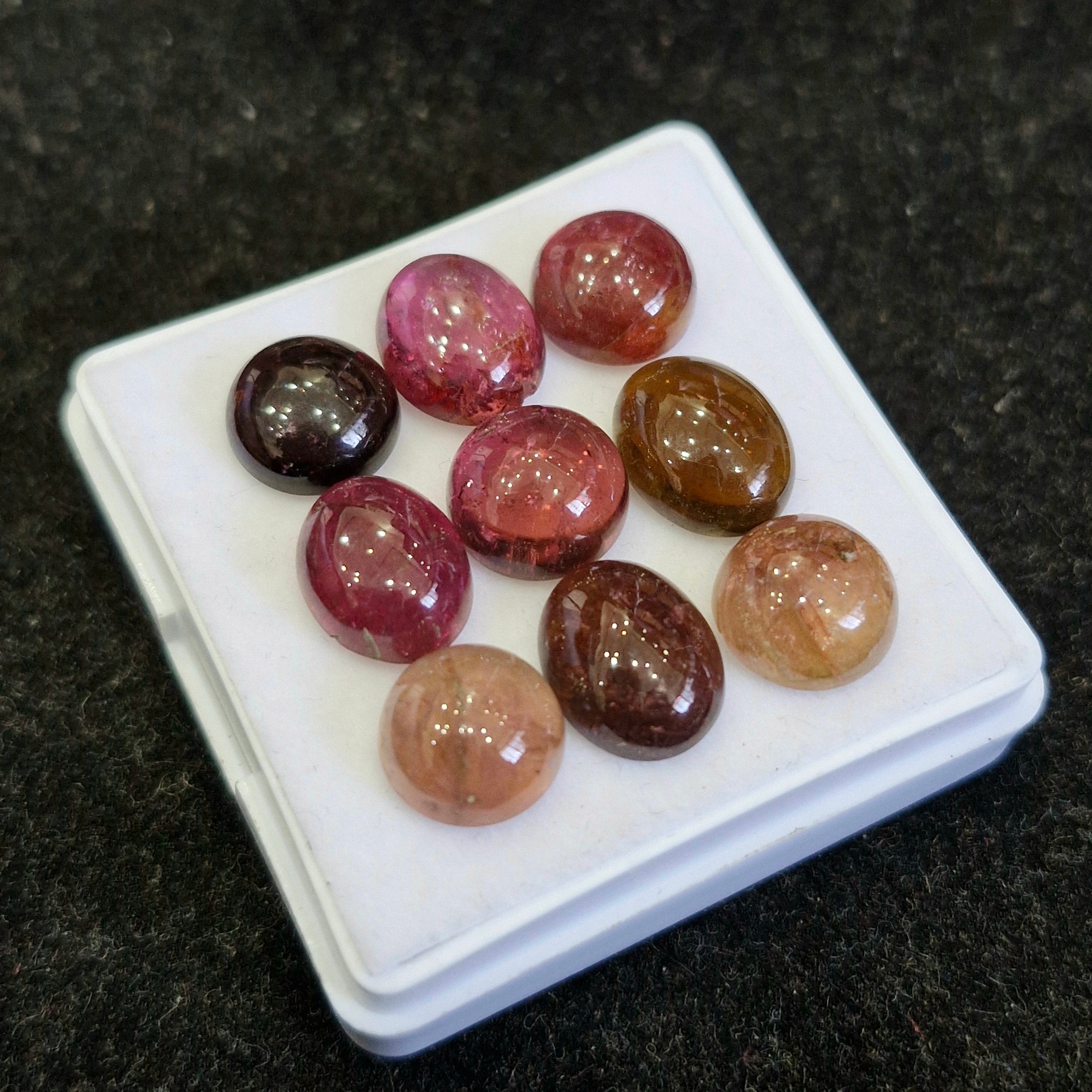 6 Pcs Natural Multi Tourmaline Cabochon | Mix | Size: 9-11mm - The LabradoriteKing