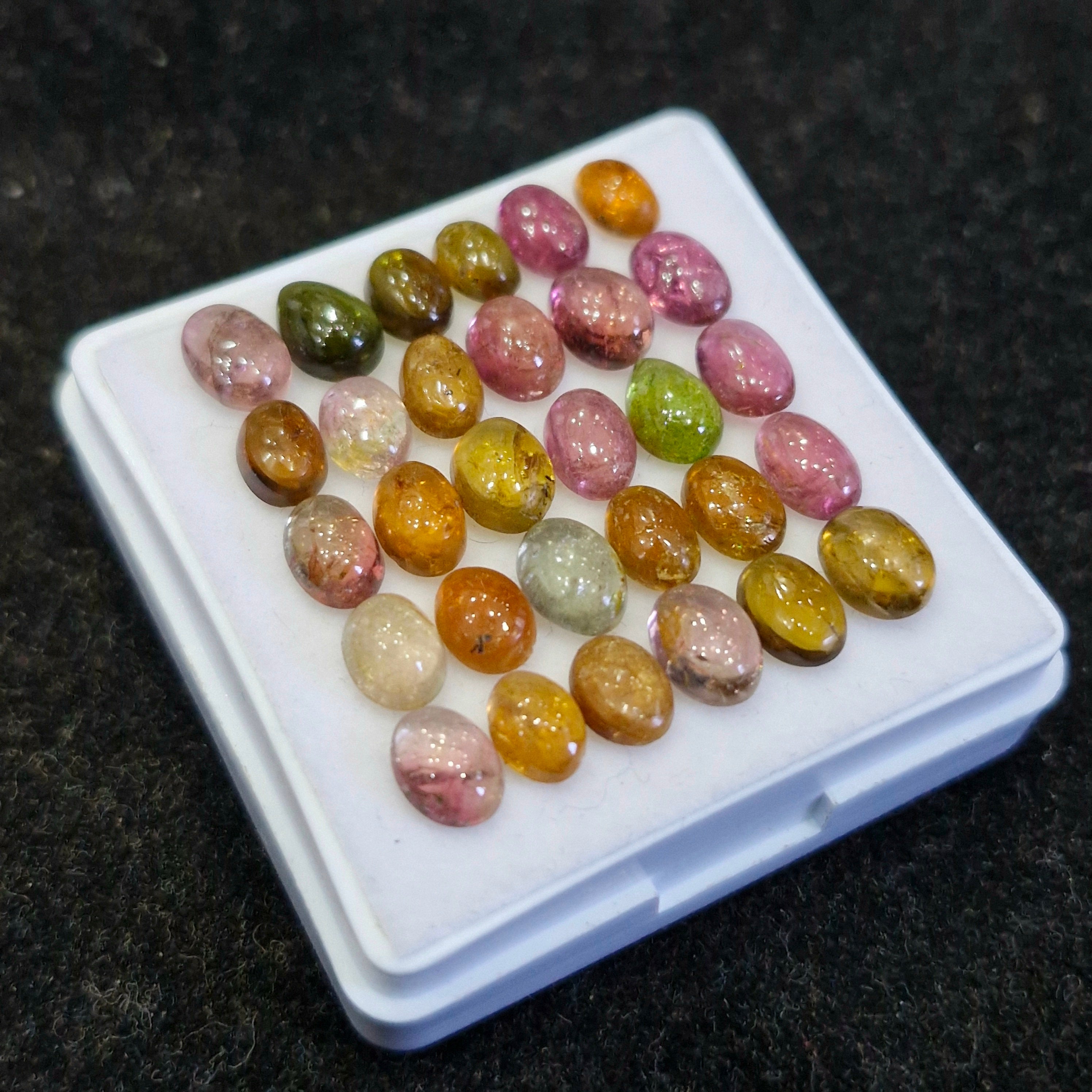 30 Pcs Natural Multi Tourmaline Cabochon | Mix | Size: 4-7mm - The LabradoriteKing