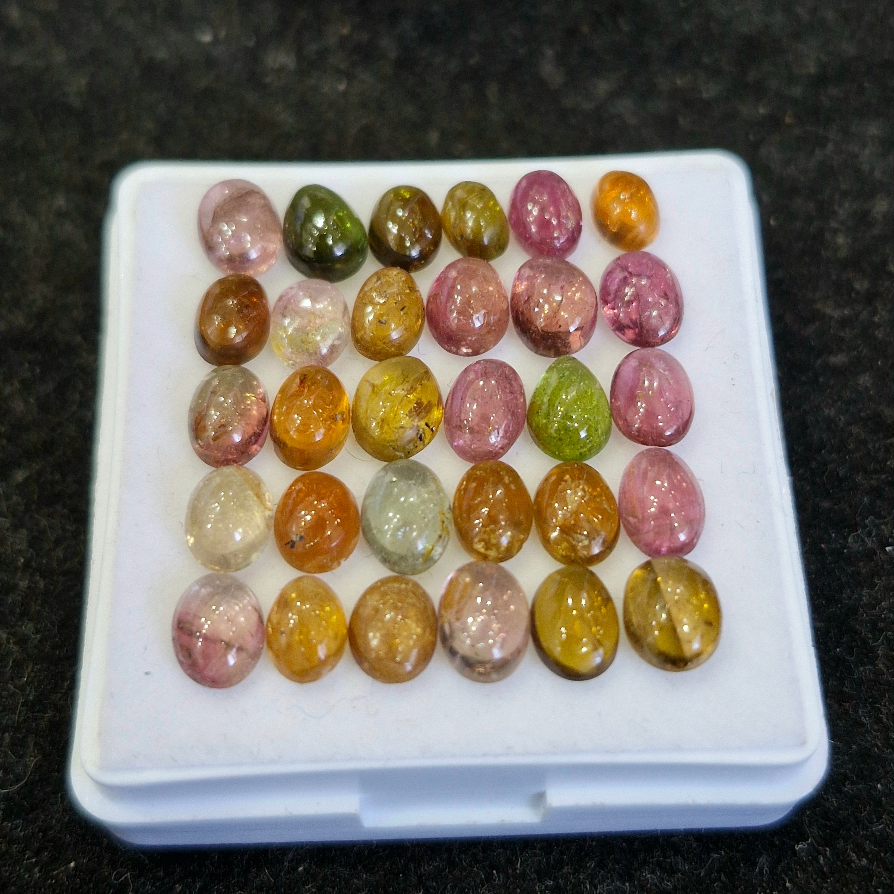 30 Pcs Natural Multi Tourmaline Cabochon | Mix | Size: 4-7mm - The LabradoriteKing