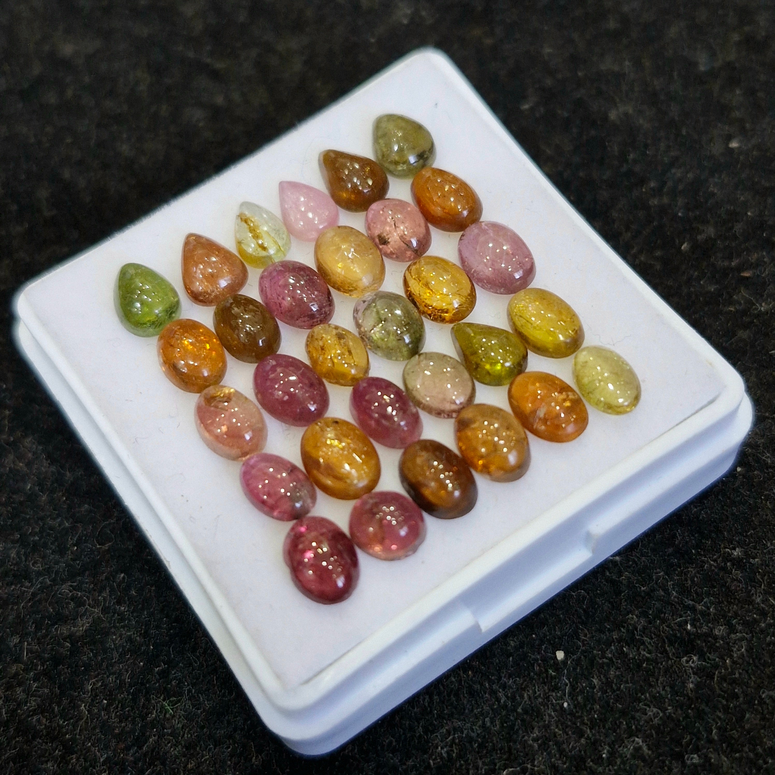 30 Pcs Natural Multi Tourmaline Cabochon | Mix | Size: 5-7mm - The LabradoriteKing