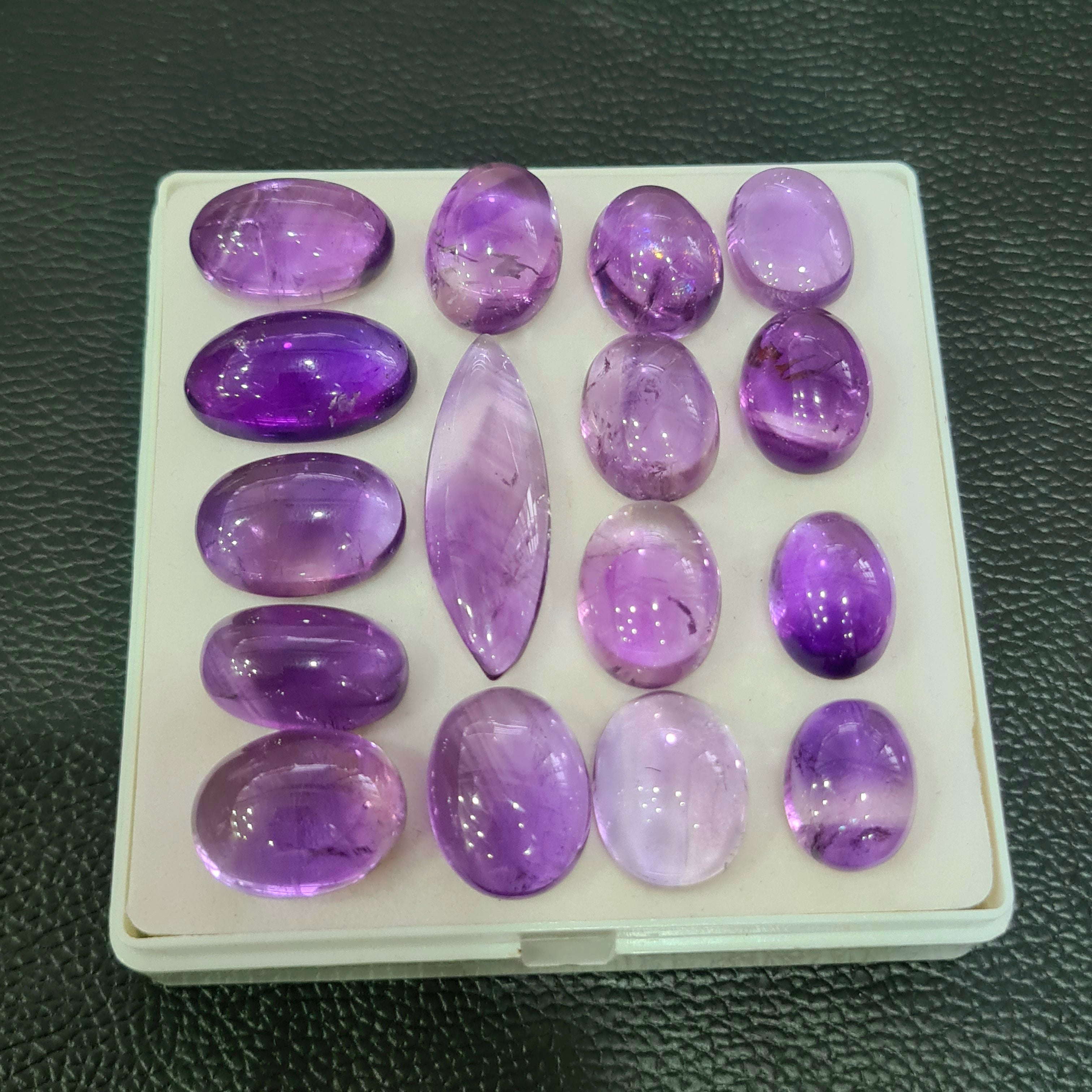 16 Pcs Natural Amethyst Cabochon | Mix | Size: 17-39mm - The LabradoriteKing