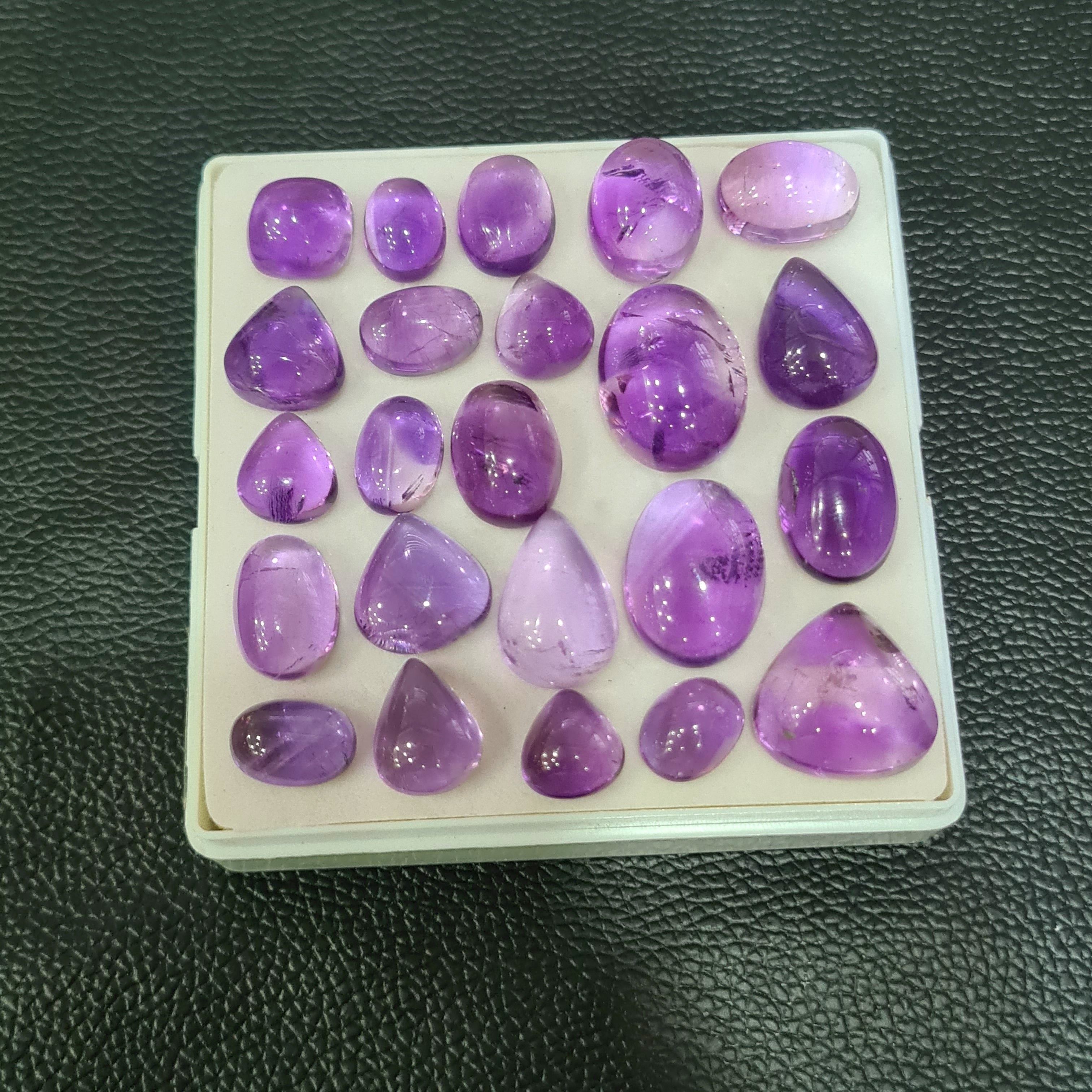 23 Pcs Natural Amethyst Cabochon | Mix | Size: 12-23mm - The LabradoriteKing