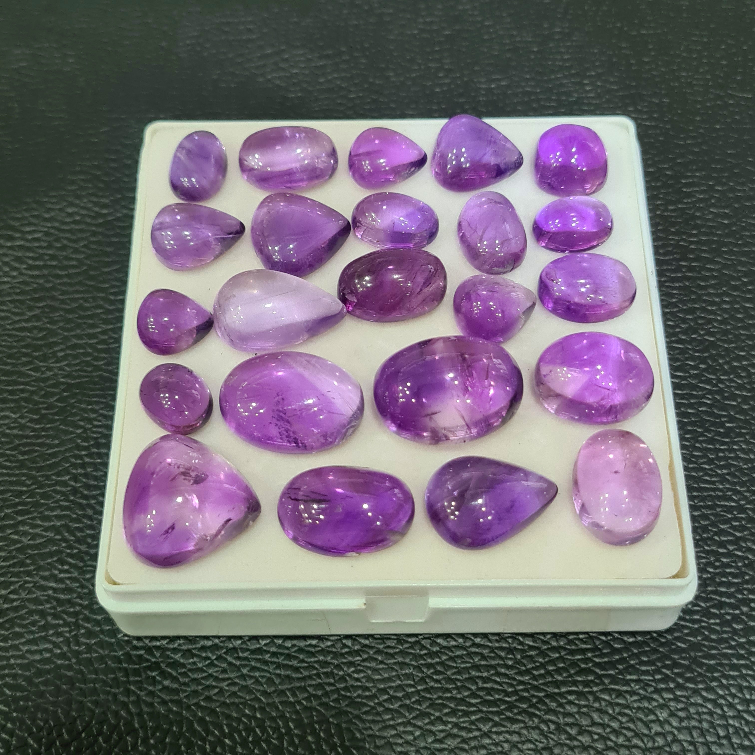 23 Pcs Natural Amethyst Cabochon | Mix | Size: 12-23mm - The LabradoriteKing