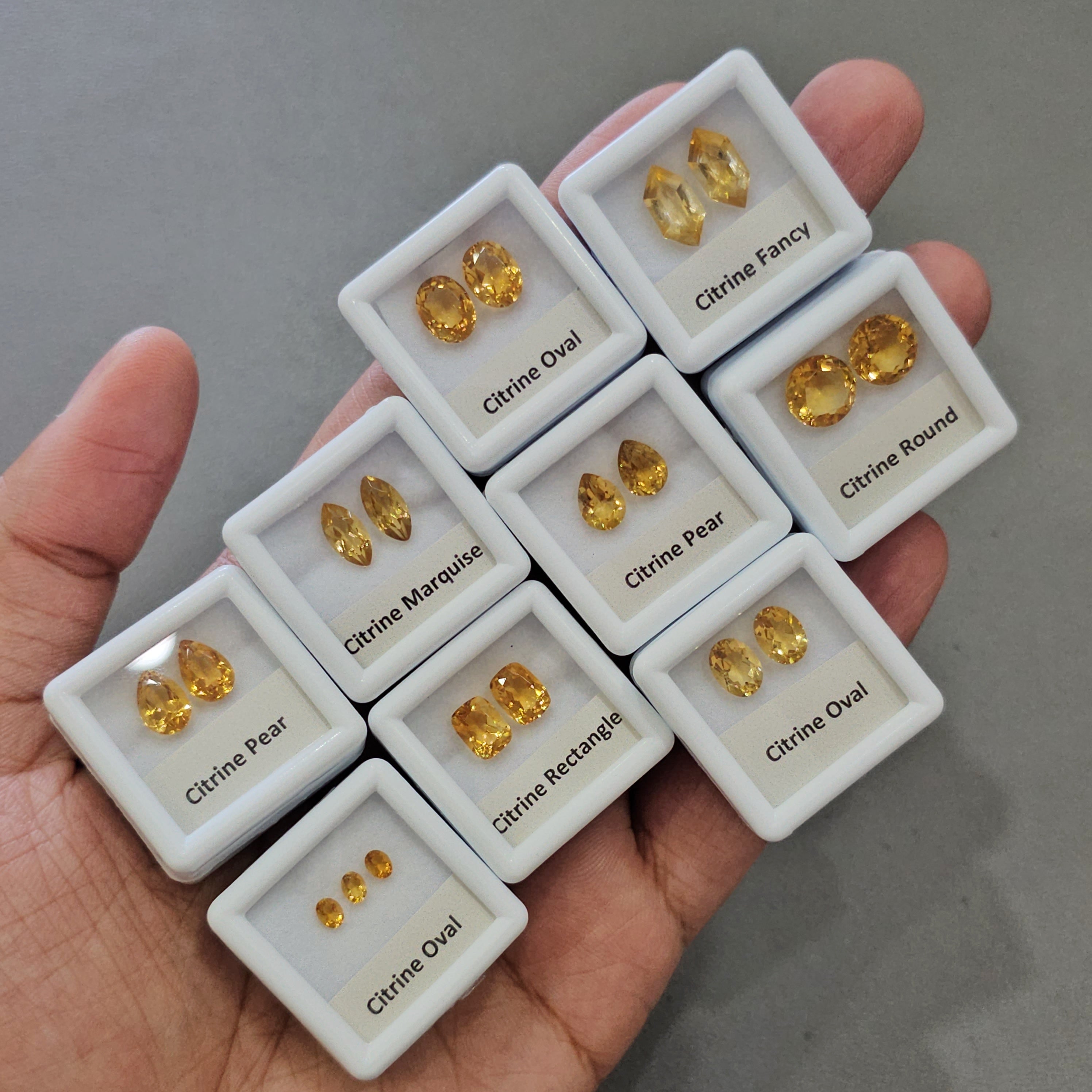 9 Pairs of Natural Citrine Faceted Stones | 4–8mm | Golden Yellow Sparkling Gems - The LabradoriteKing