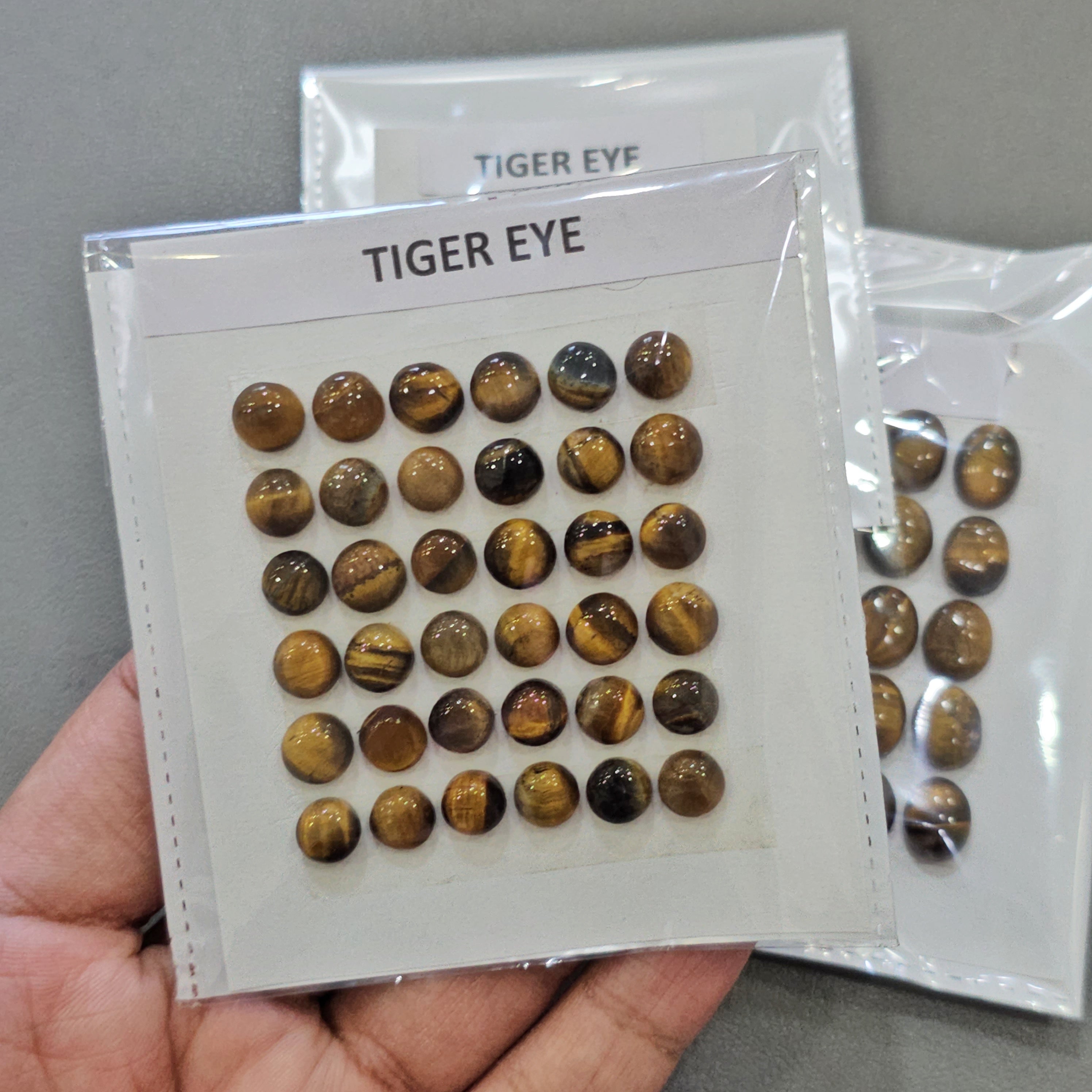 3 Cards Natural Tiger Eye Cabochons | 7–13mm | Shapes:- Round, Oval & Pear - The LabradoriteKing