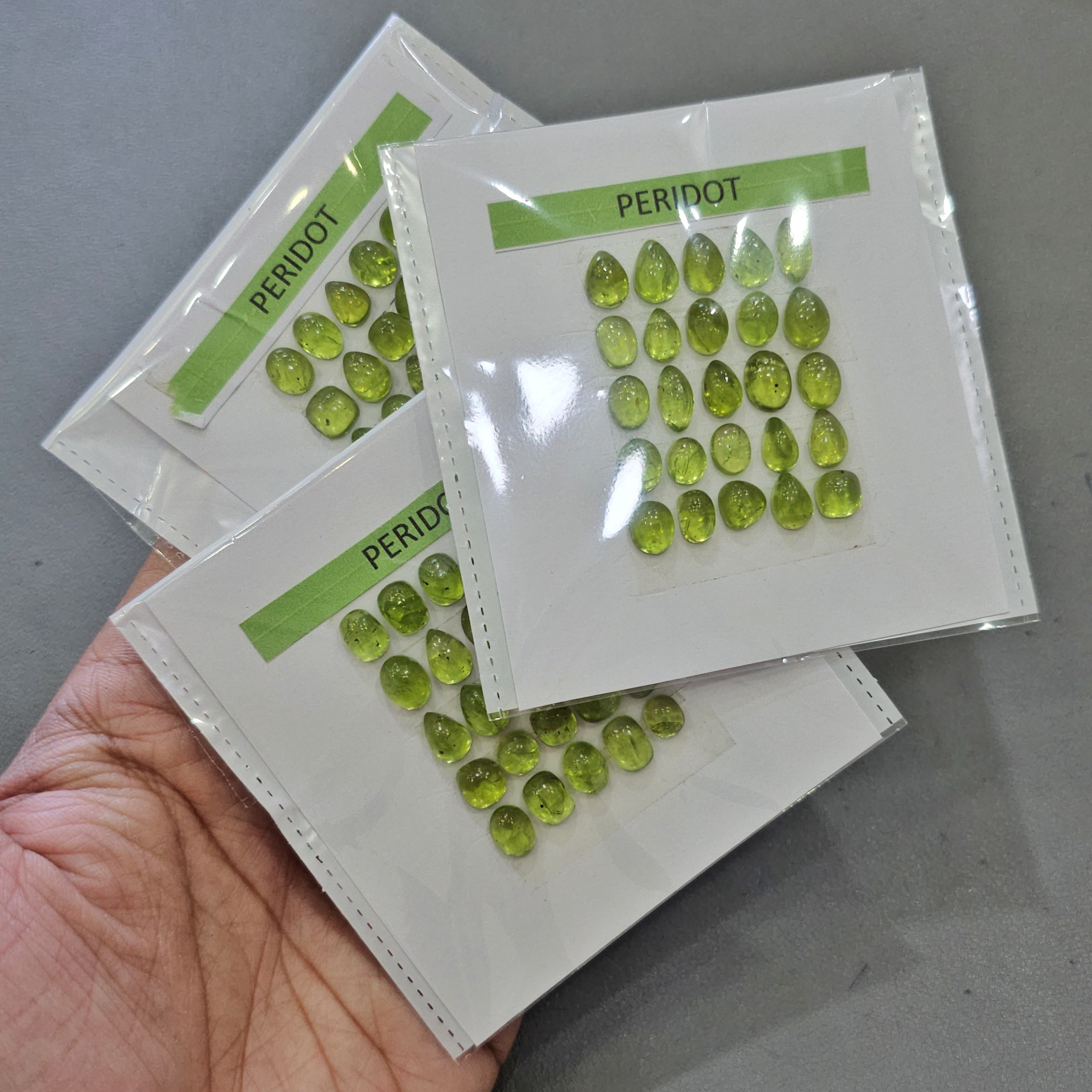 1 Cards Natural Peridot Cabochons | 6-12mm | Mix Shapes - The LabradoriteKing