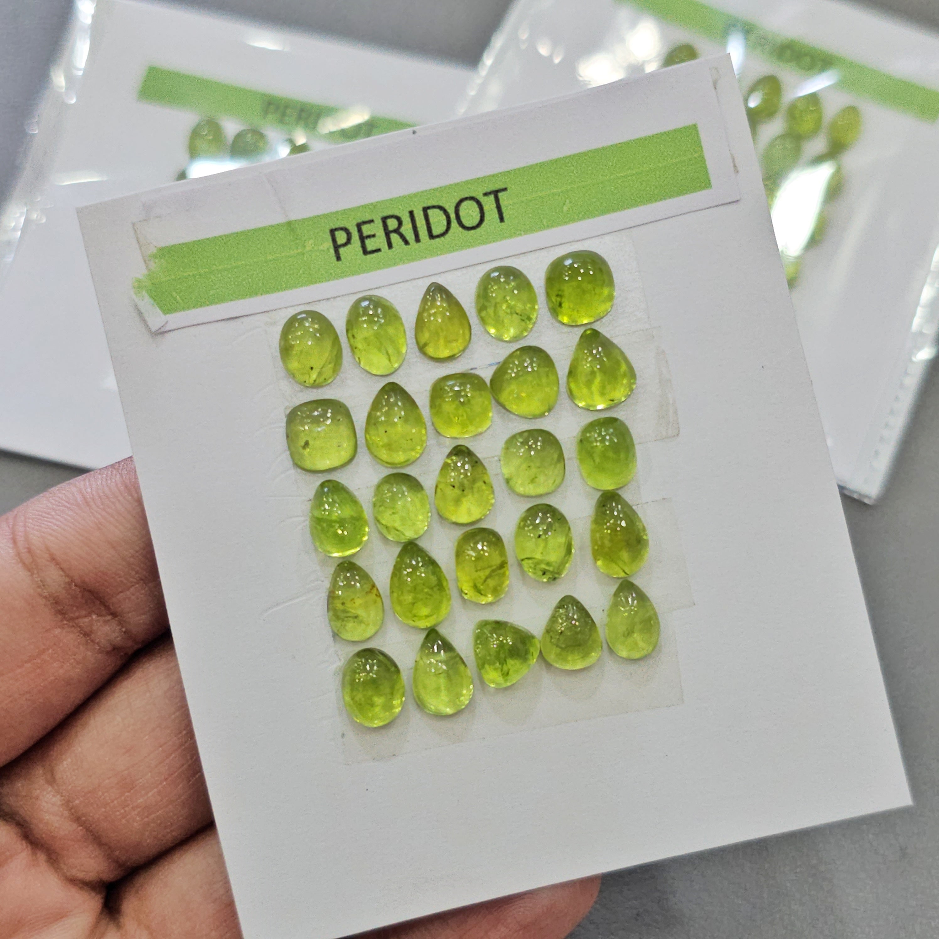 1 Cards Natural Peridot Cabochons | 6-12mm | Mix Shapes - The LabradoriteKing