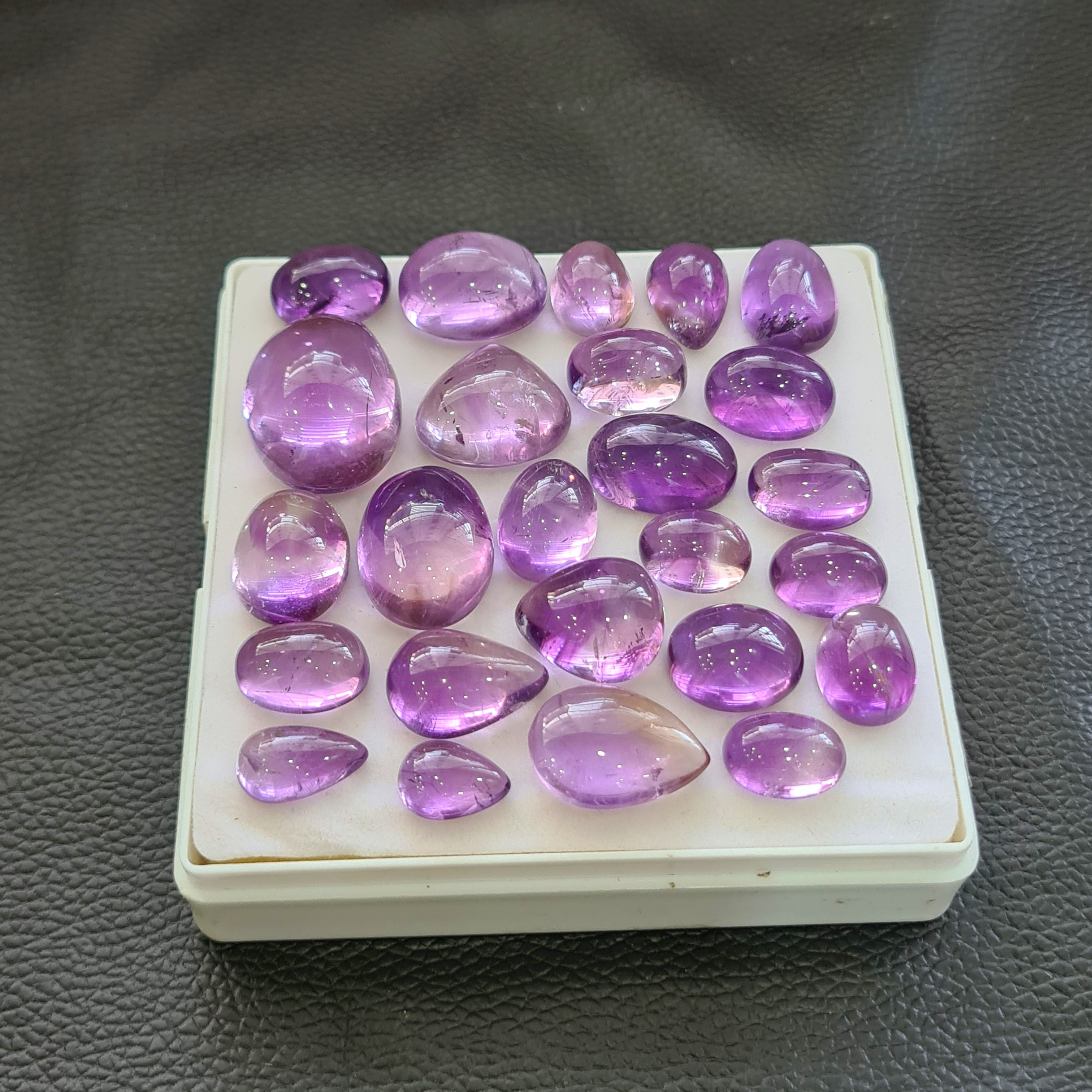 25 Pcs Natural Amethyst Cabochon | Mix | Size: 12-26mm - The LabradoriteKing