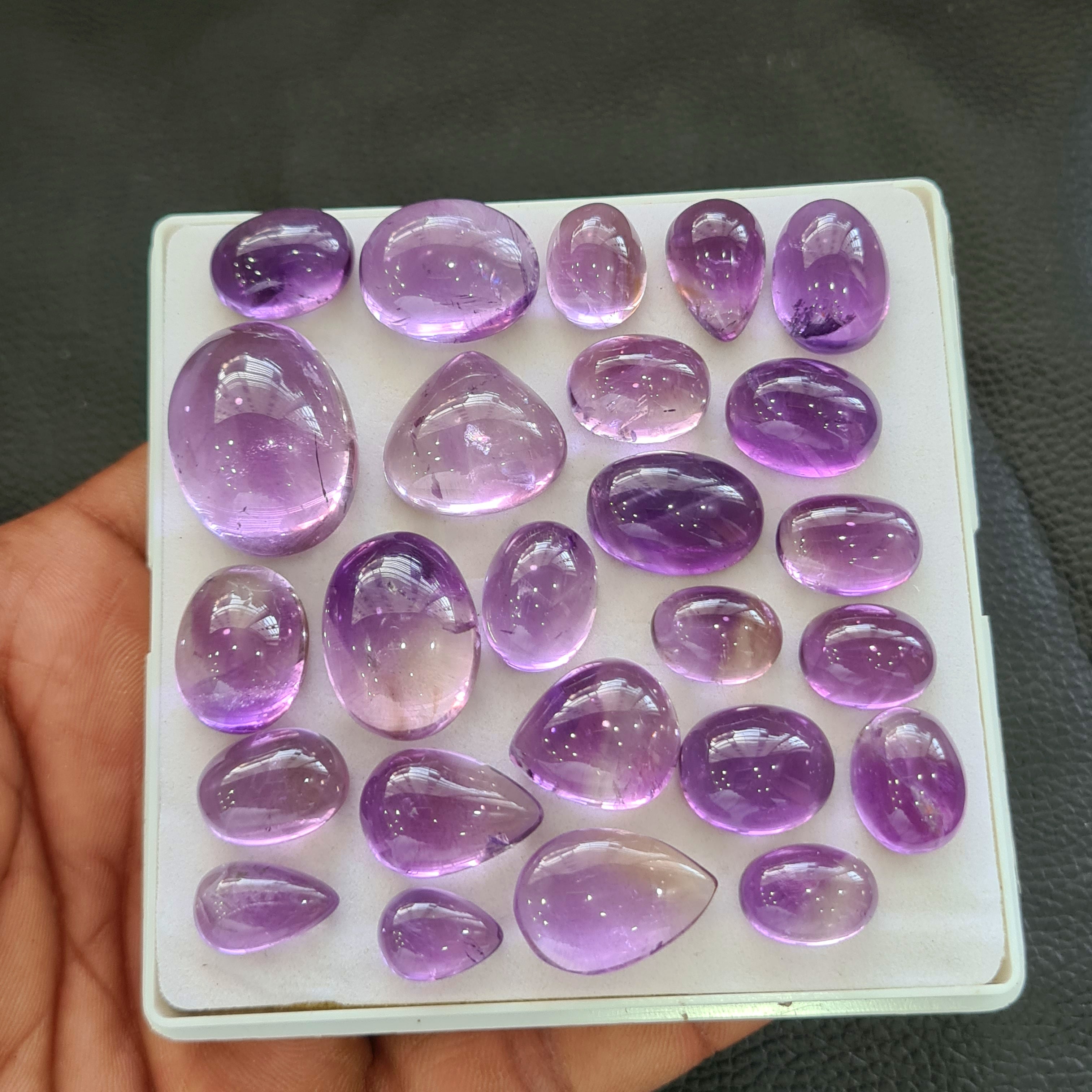 25 Pcs Natural Amethyst Cabochon | Mix | Size: 12-26mm - The LabradoriteKing