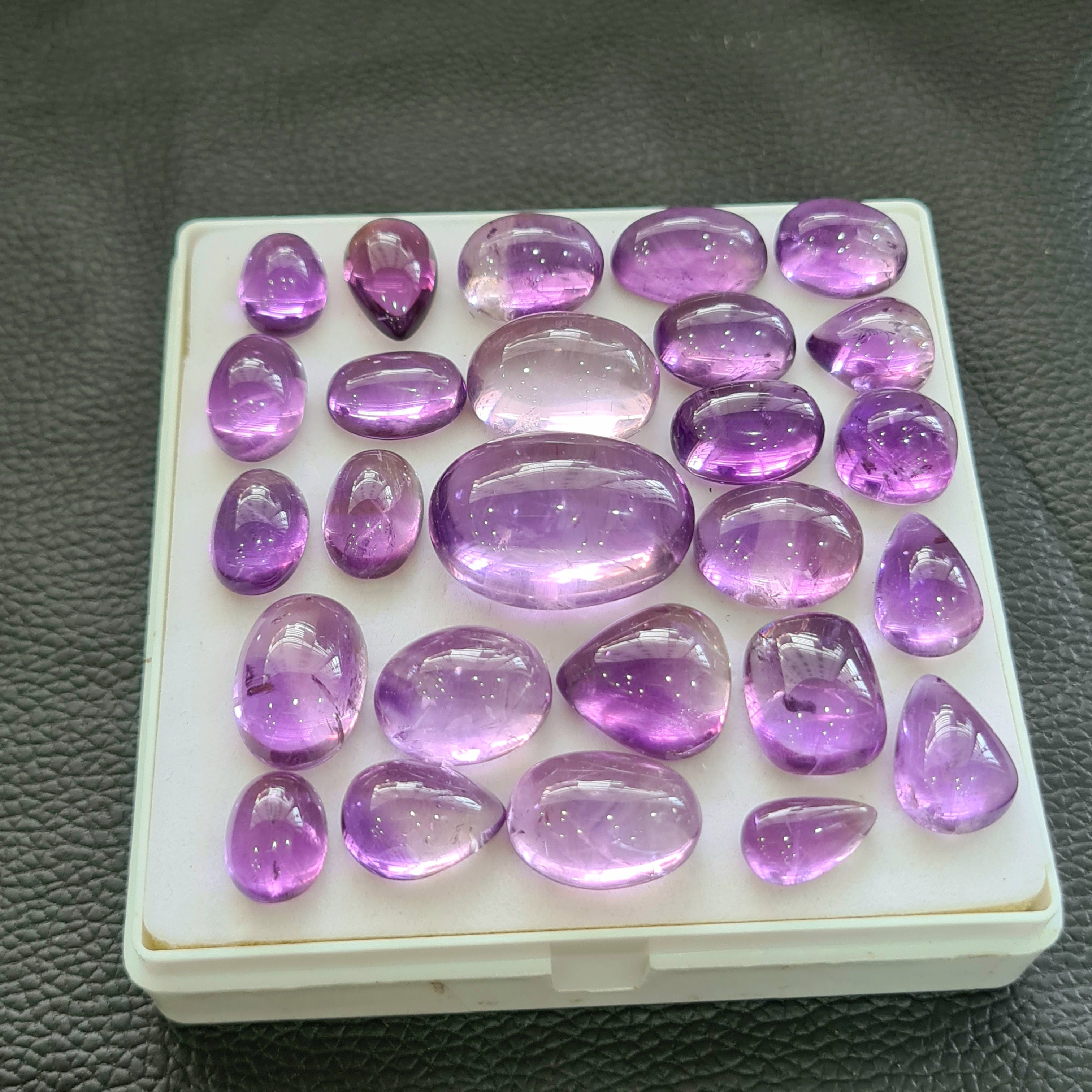26 Pcs Natural Amethyst Cabochon | Mix | Size: 12-27mm - The LabradoriteKing