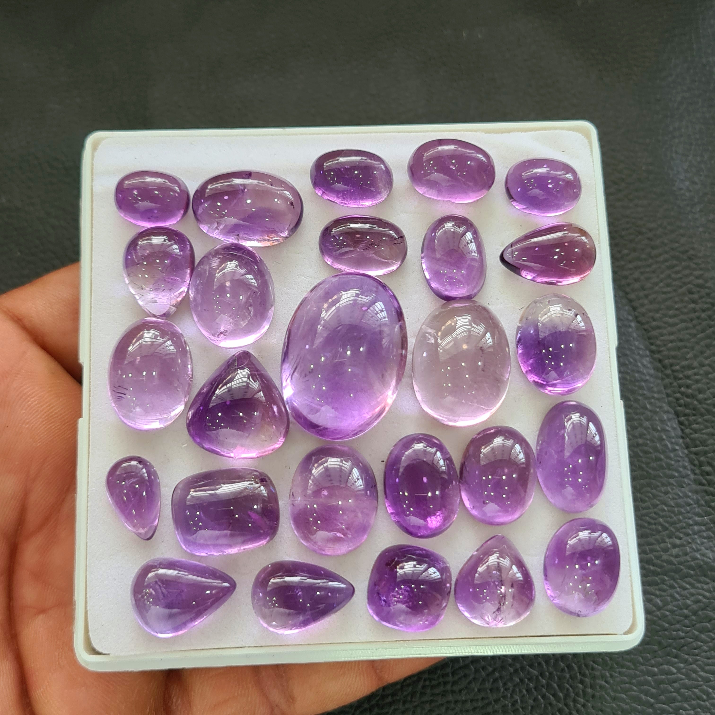 26 Pcs Natural Amethyst Cabochon | Mix | Size: 12-27mm - The LabradoriteKing