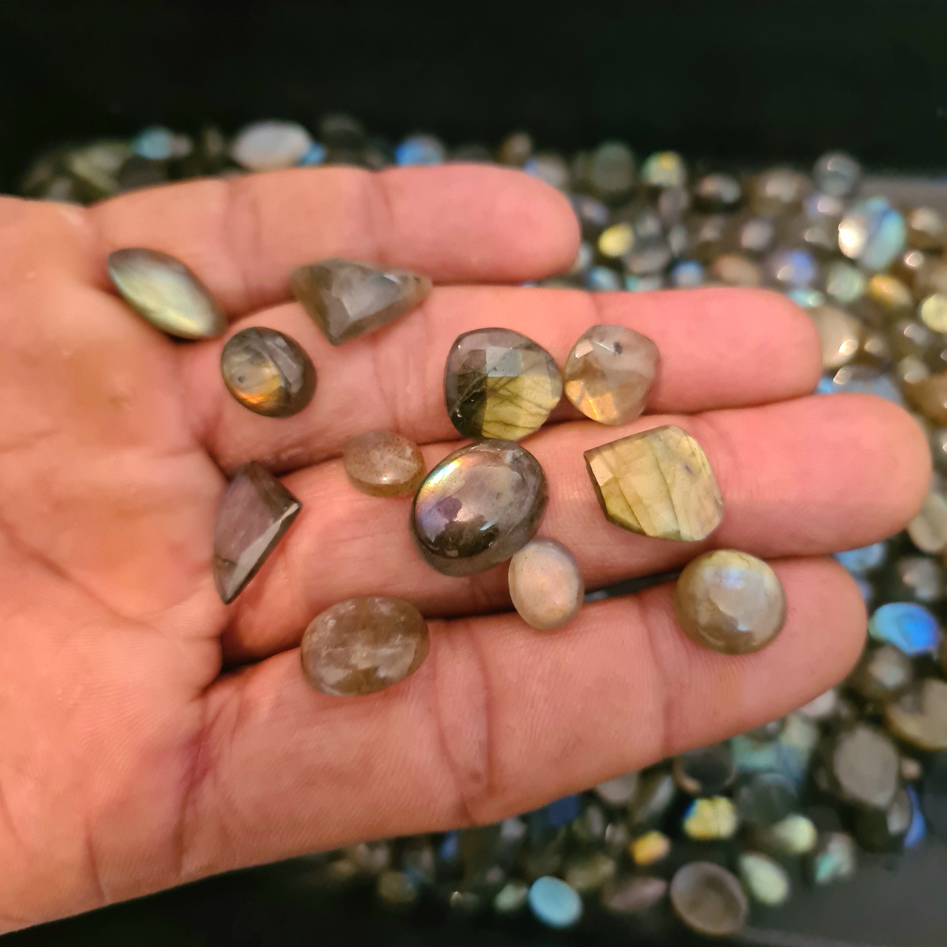 1 Lots Natural Labradorite Cabochons | 4-22mm | Shape: Mix - The LabradoriteKing