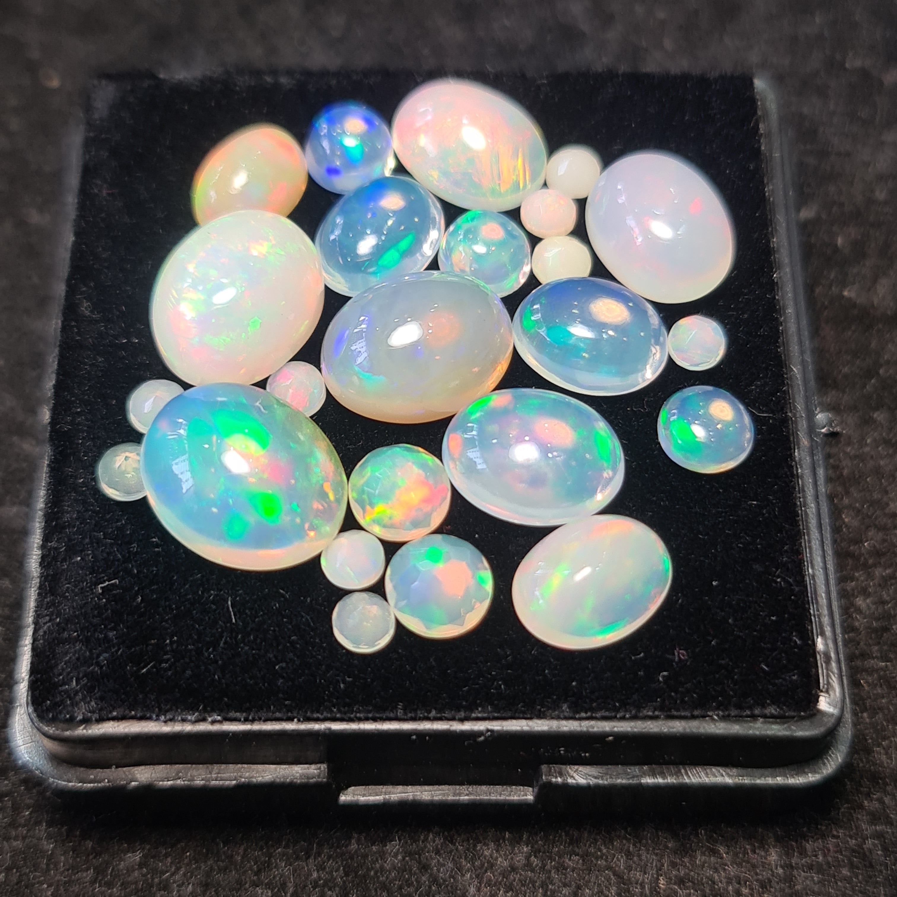 24Pcs of Natural Ethopian Opal Cabochons | 3–10mm | Shape-Mix - The LabradoriteKing