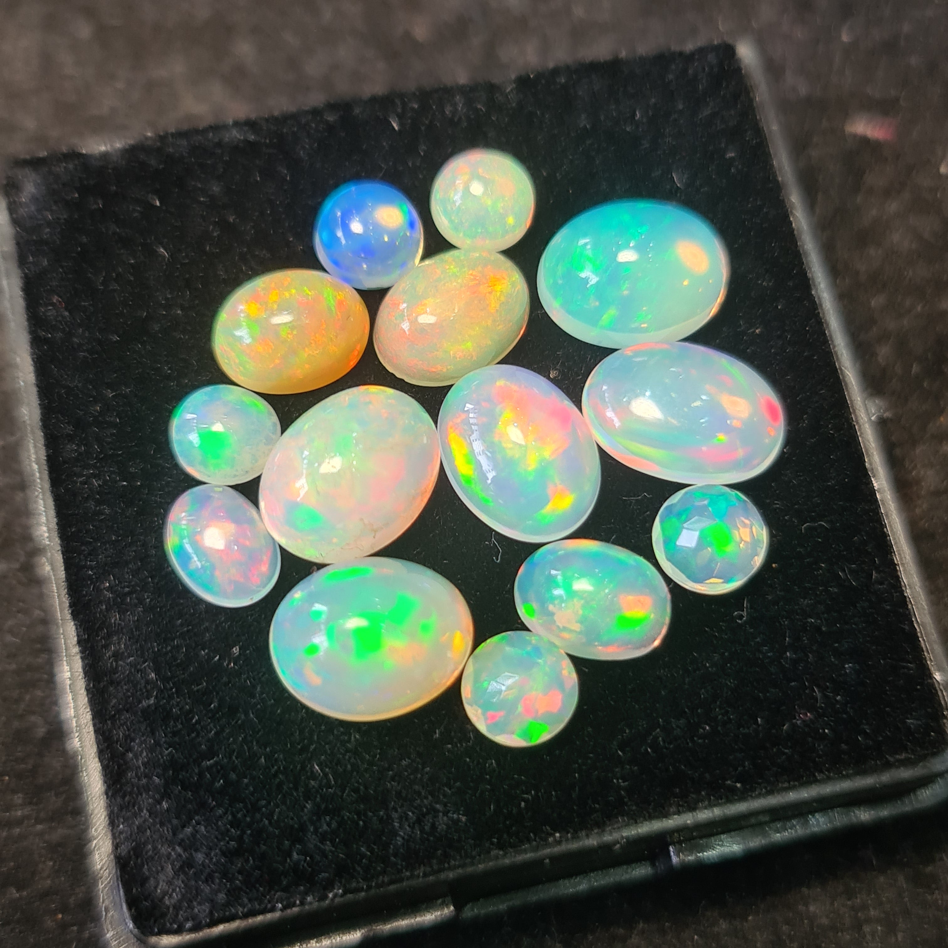 14Pcs of Natural Ethopian Opal Cabochons | 5–10mm | Shape-Mix - The LabradoriteKing