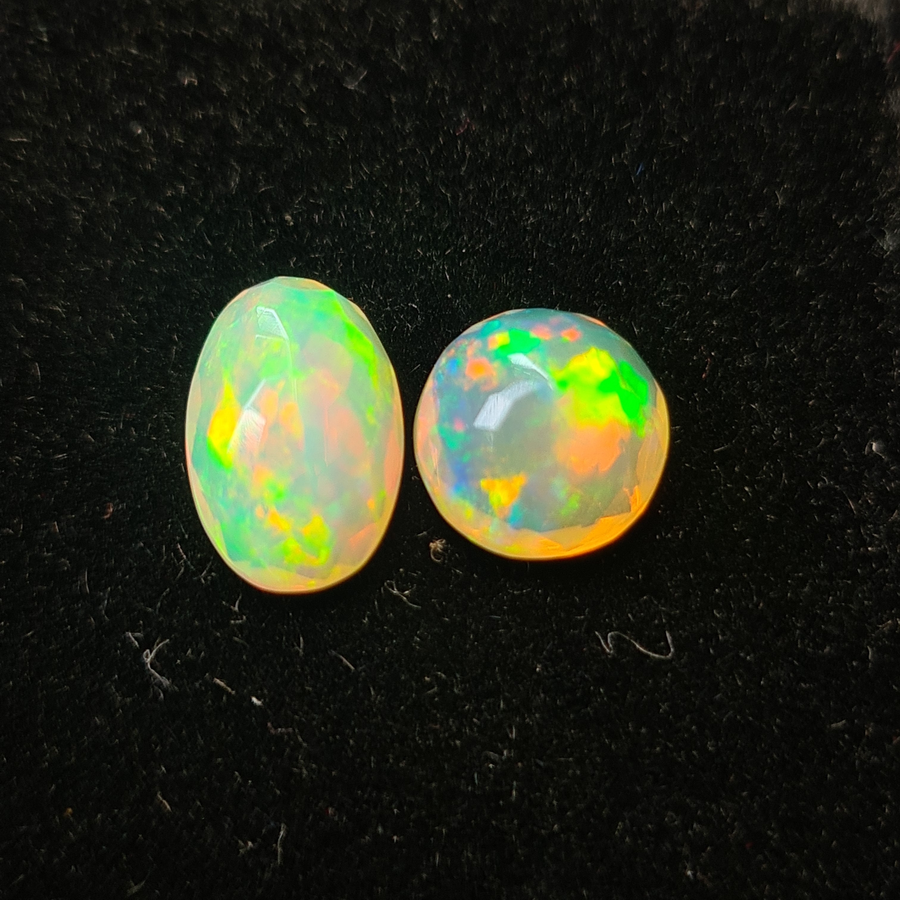2Pcs of Natural Ethopian Opal Cabochons | 8–11mm | Shape-Mix - The LabradoriteKing