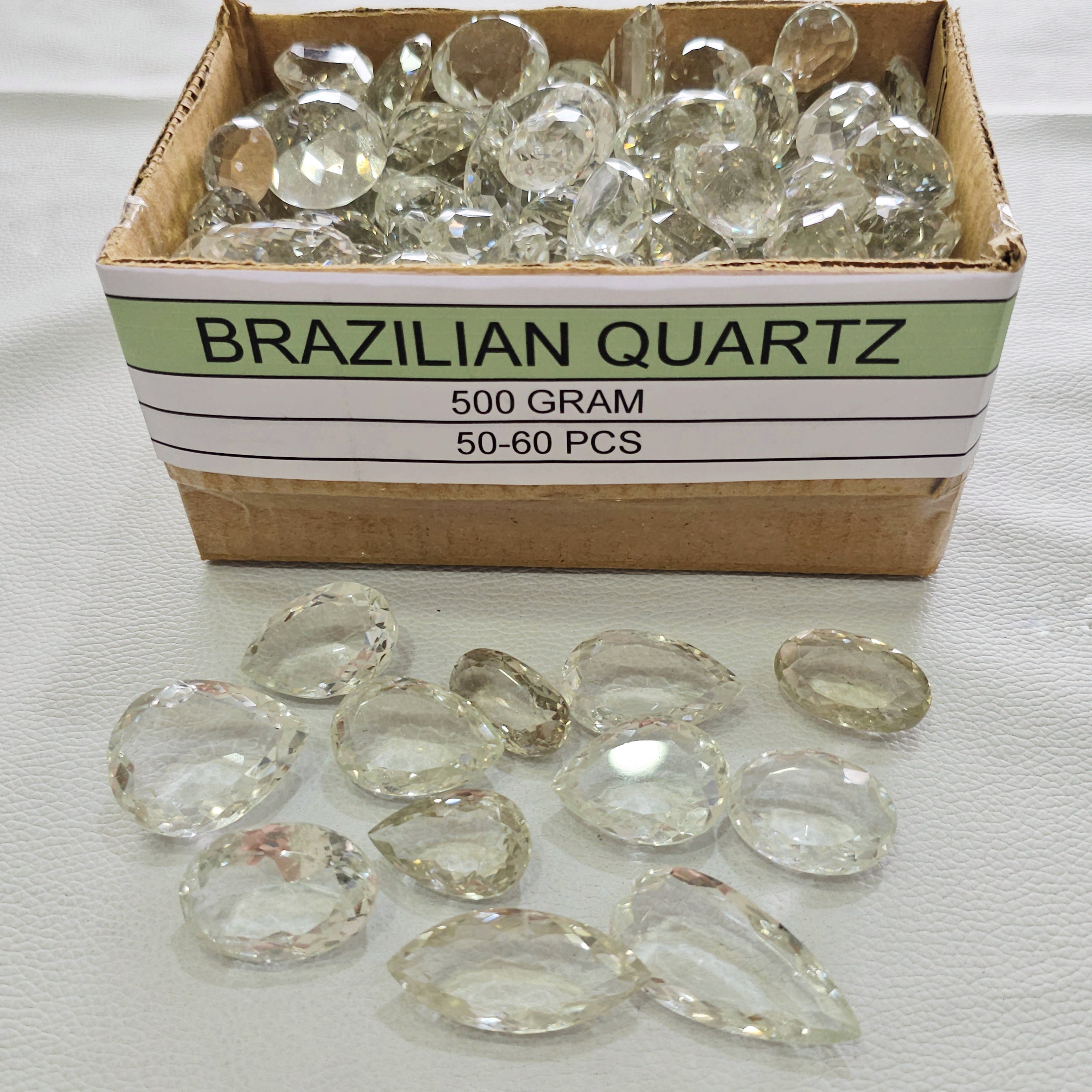 250/500 Grams Brazilian Quartz Faceted Lot | 40–60 Pcs | 18–40mm - The LabradoriteKing