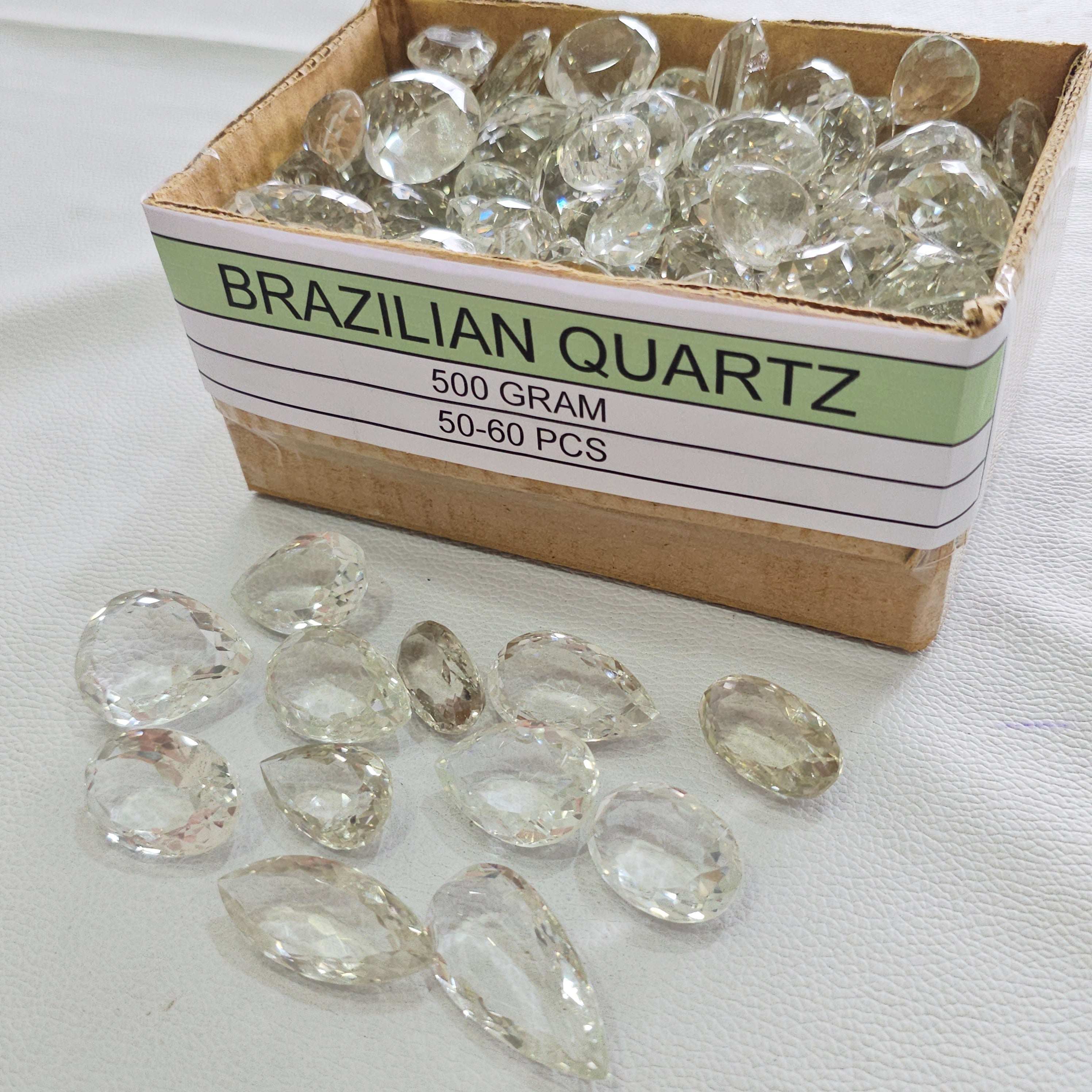 250/500 Grams Brazilian Quartz Faceted Lot | 40–60 Pcs | 18–40mm - The LabradoriteKing