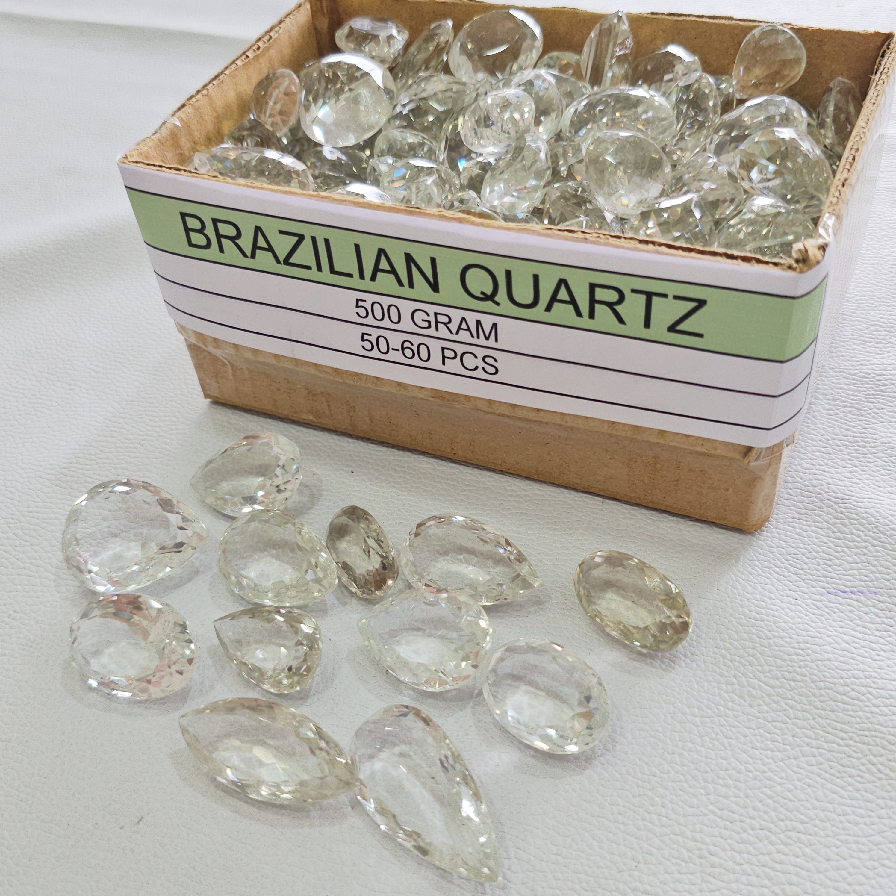 250/500 Grams Brazilian Quartz Faceted Lot | 40–60 Pcs | 18–40mm - The LabradoriteKing