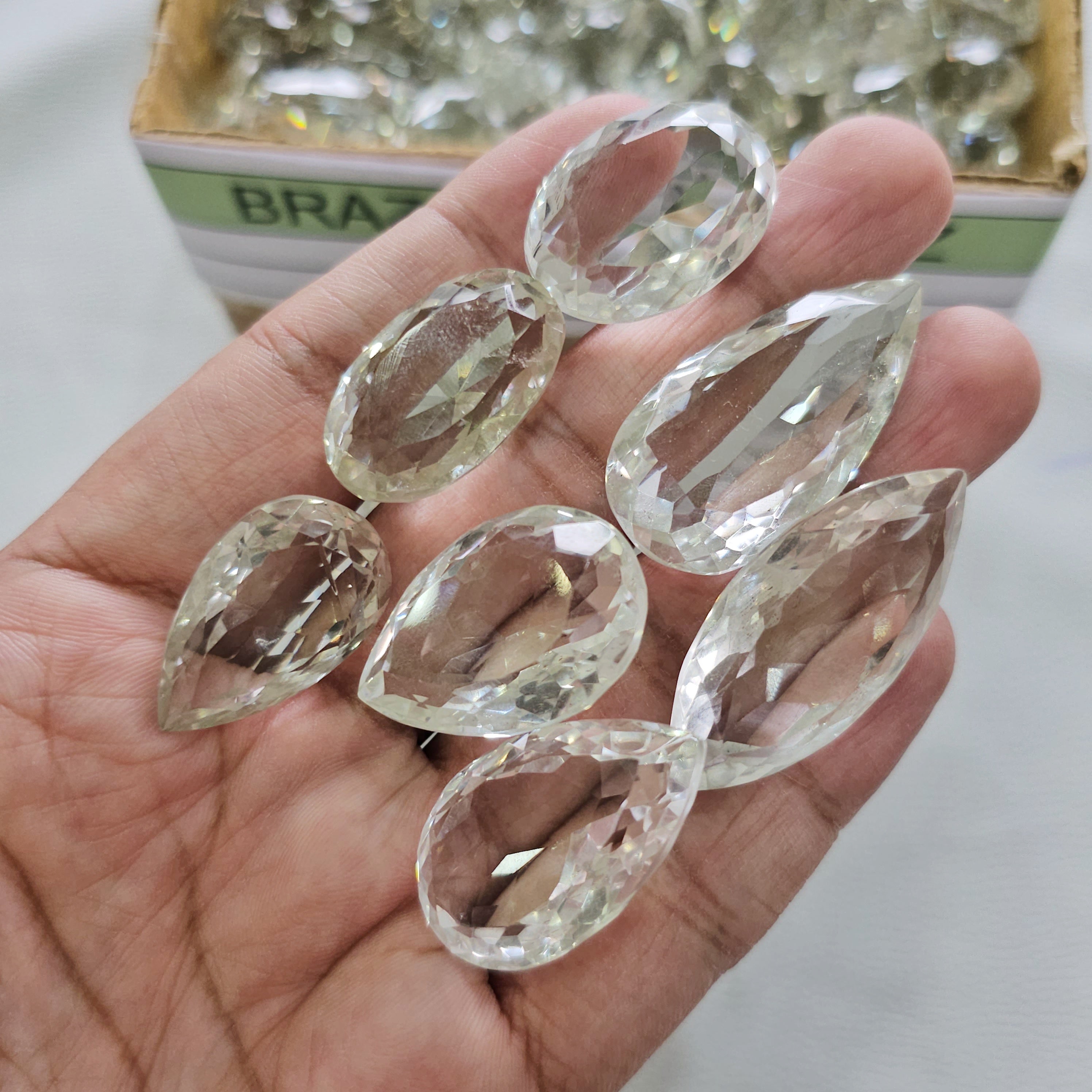 250/500 Grams Brazilian Quartz Faceted Lot | 40–60 Pcs | 18–40mm - The LabradoriteKing