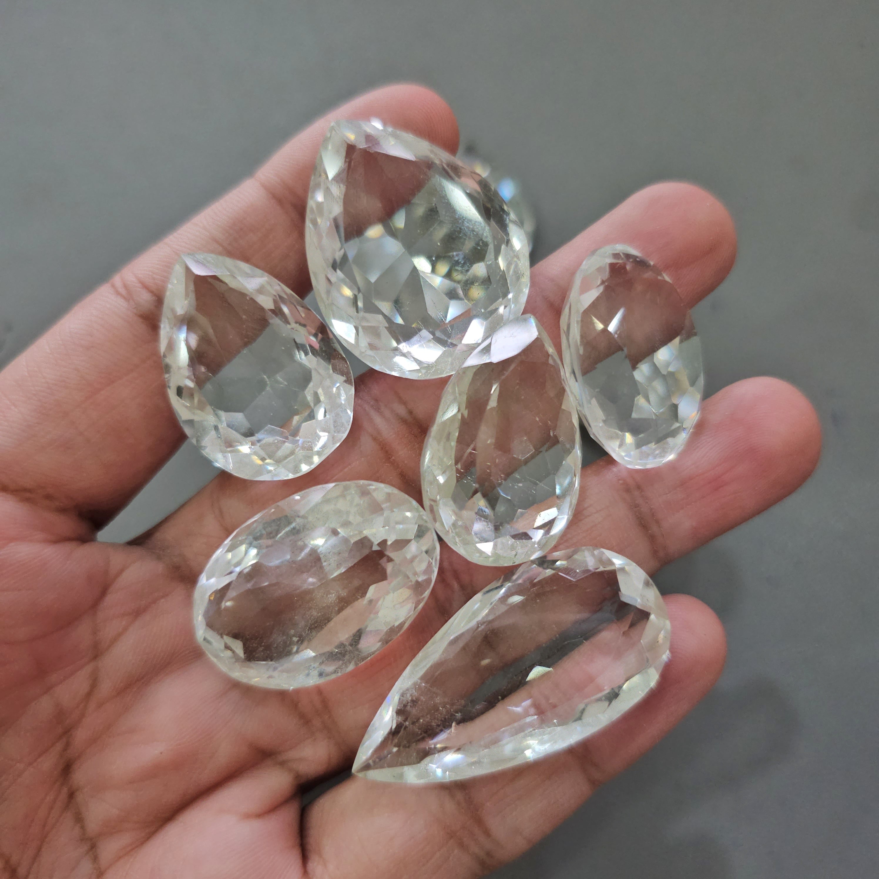 250/500 Grams Brazilian Quartz Faceted Lot | 40–60 Pcs | 18–40mm - The LabradoriteKing