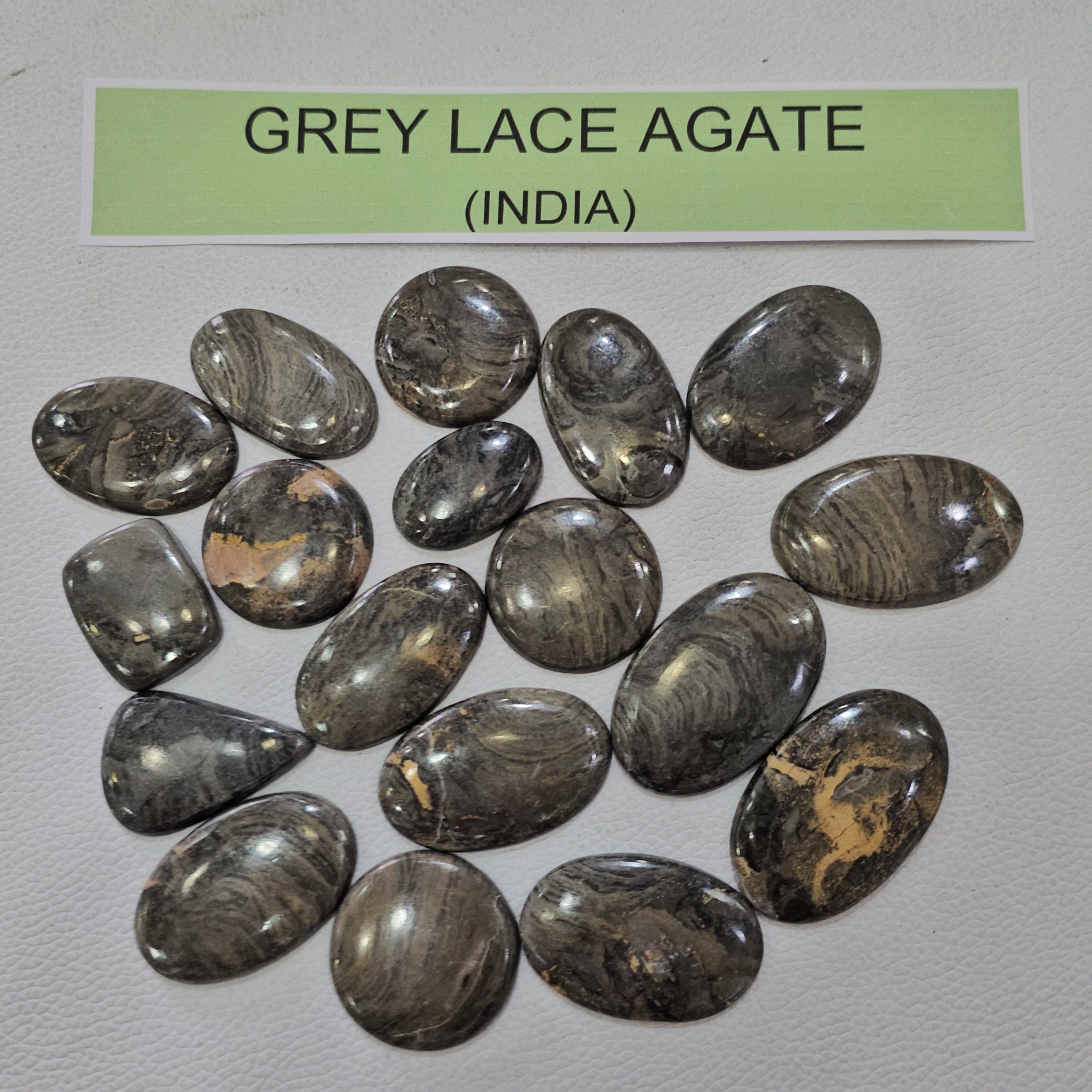 100 Grams Natural Grey Lace Agate Gemstones | 12 Pcs (Approx.) | 15–45mm - The LabradoriteKing