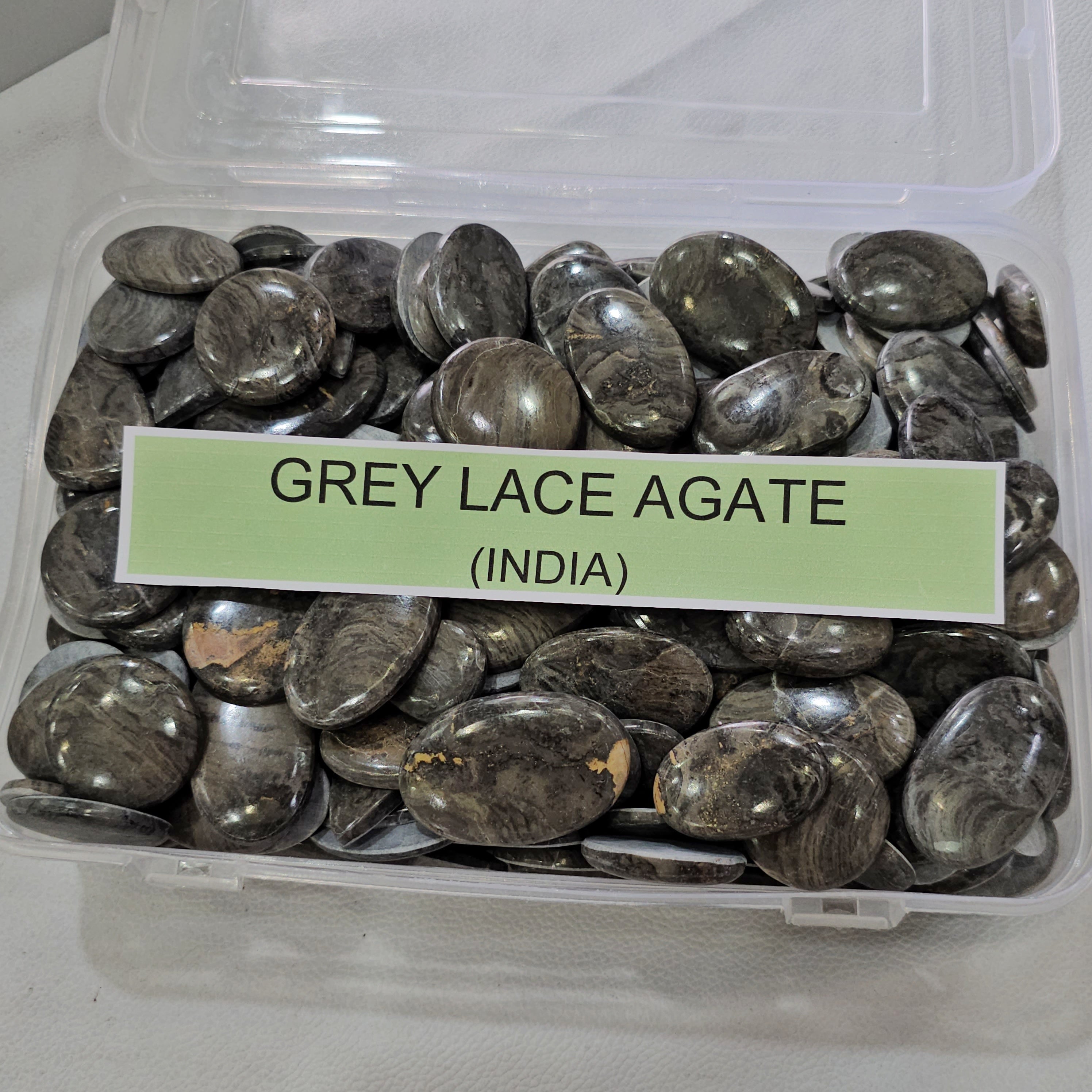 100 Grams Natural Grey Lace Agate Gemstones | 12 Pcs (Approx.) | 15–45mm - The LabradoriteKing