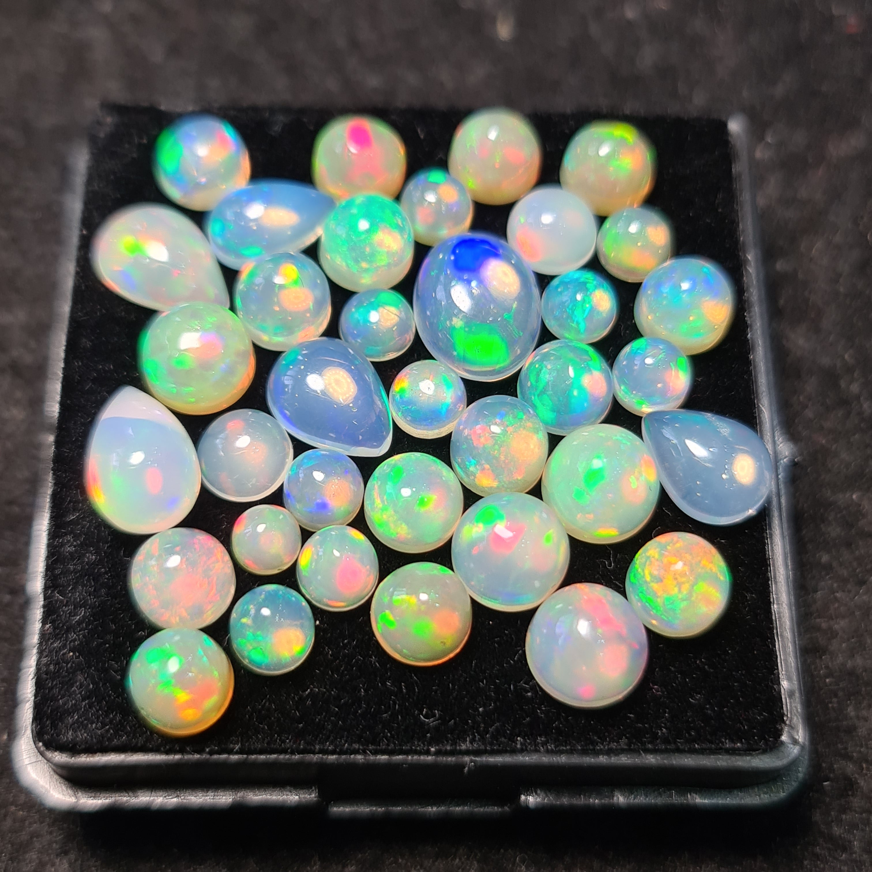 36Pcs of Natural Ethopian Opal Cabochons | 3–9mm | Shape-Mix - The LabradoriteKing