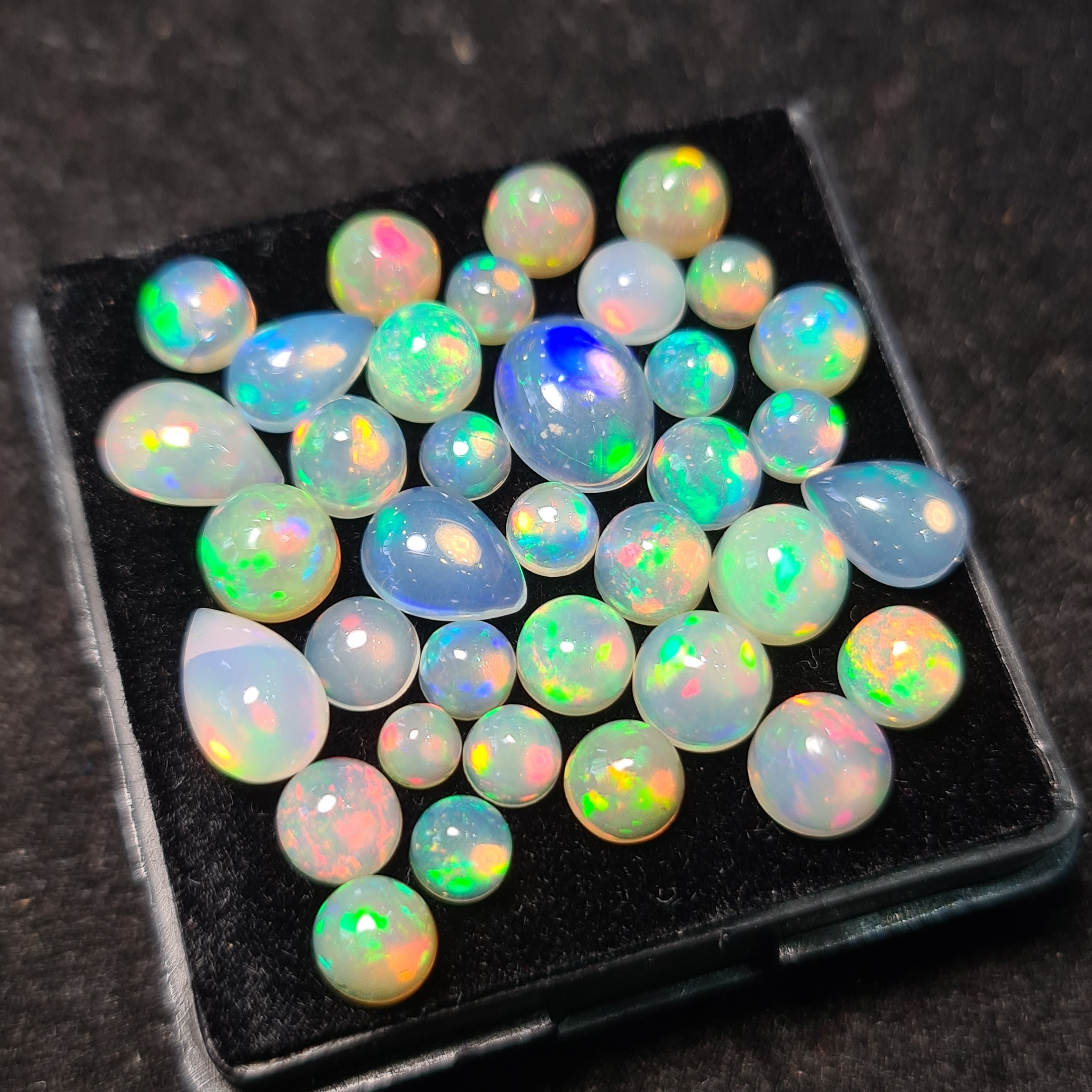 36Pcs of Natural Ethopian Opal Cabochons | 3–9mm | Shape-Mix - The LabradoriteKing