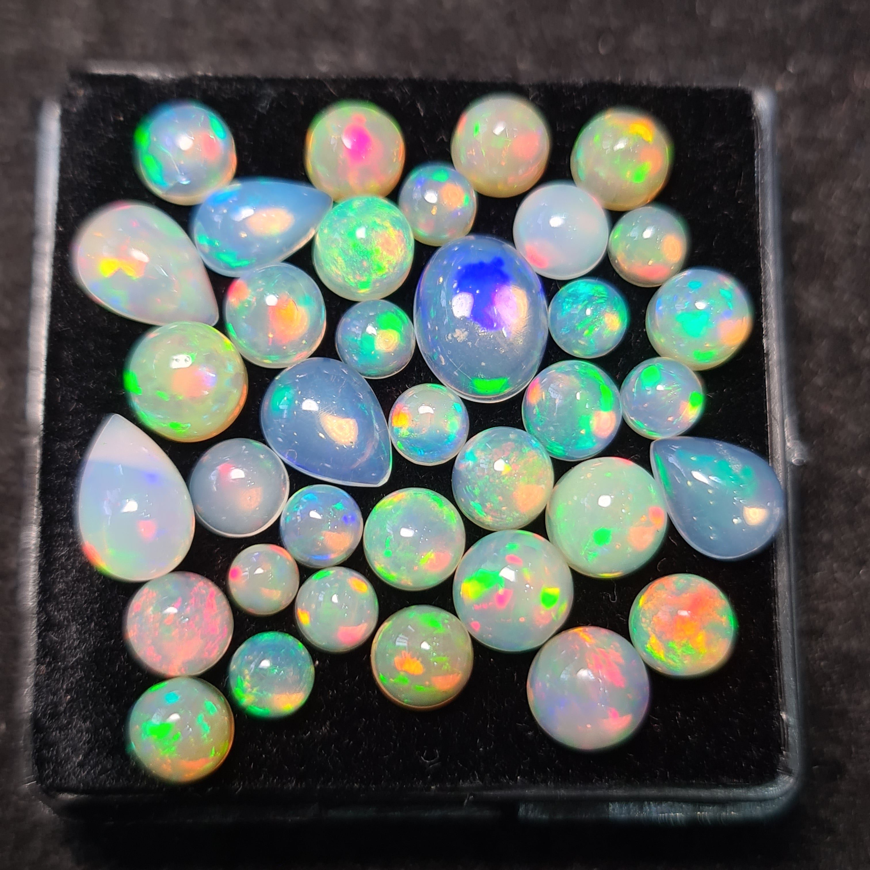 36Pcs of Natural Ethopian Opal Cabochons | 3–9mm | Shape-Mix - The LabradoriteKing