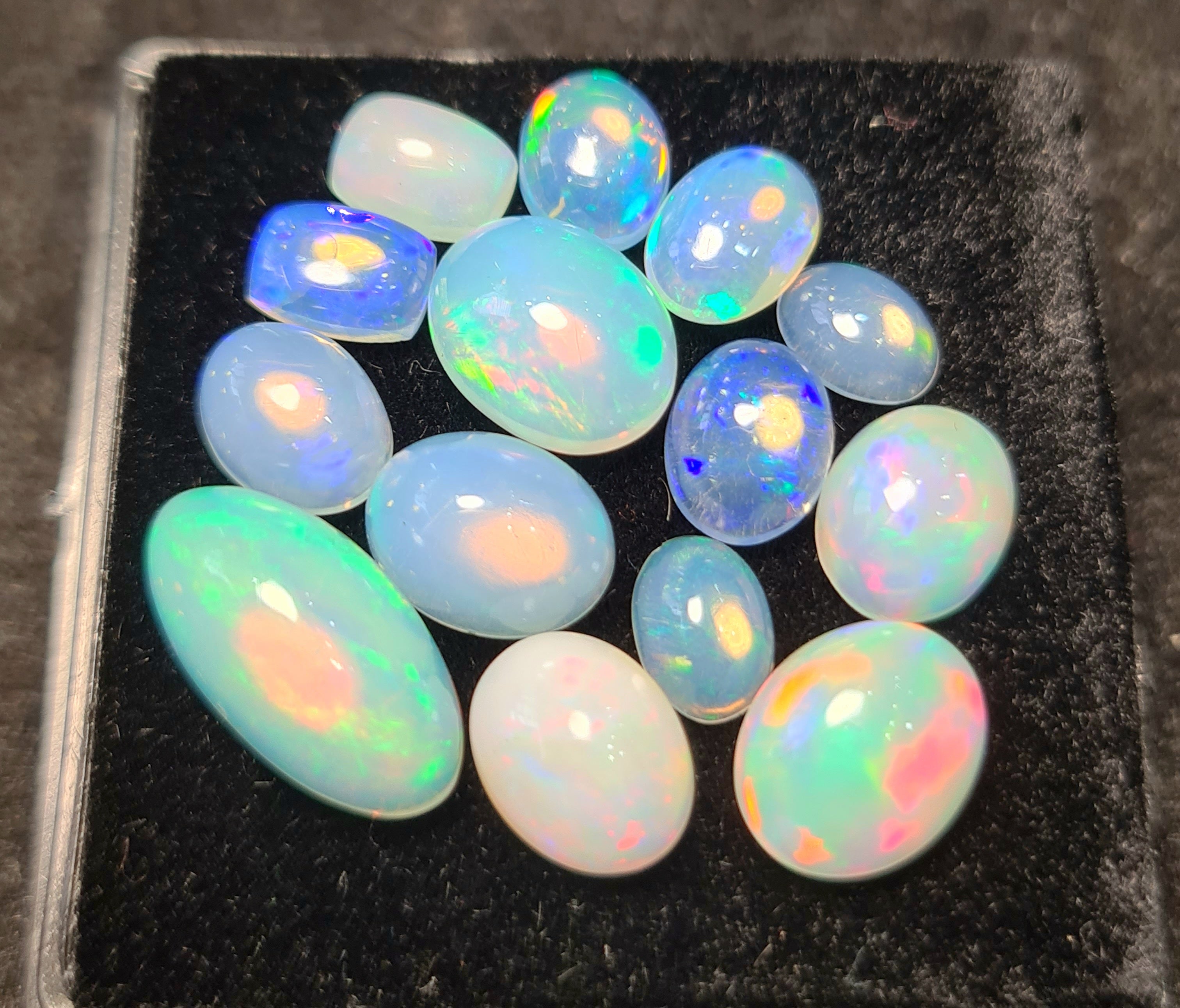 14Pcs of Natural Ethopian Opal Cabochons | 6–14mm | Shape-Mix - The LabradoriteKing
