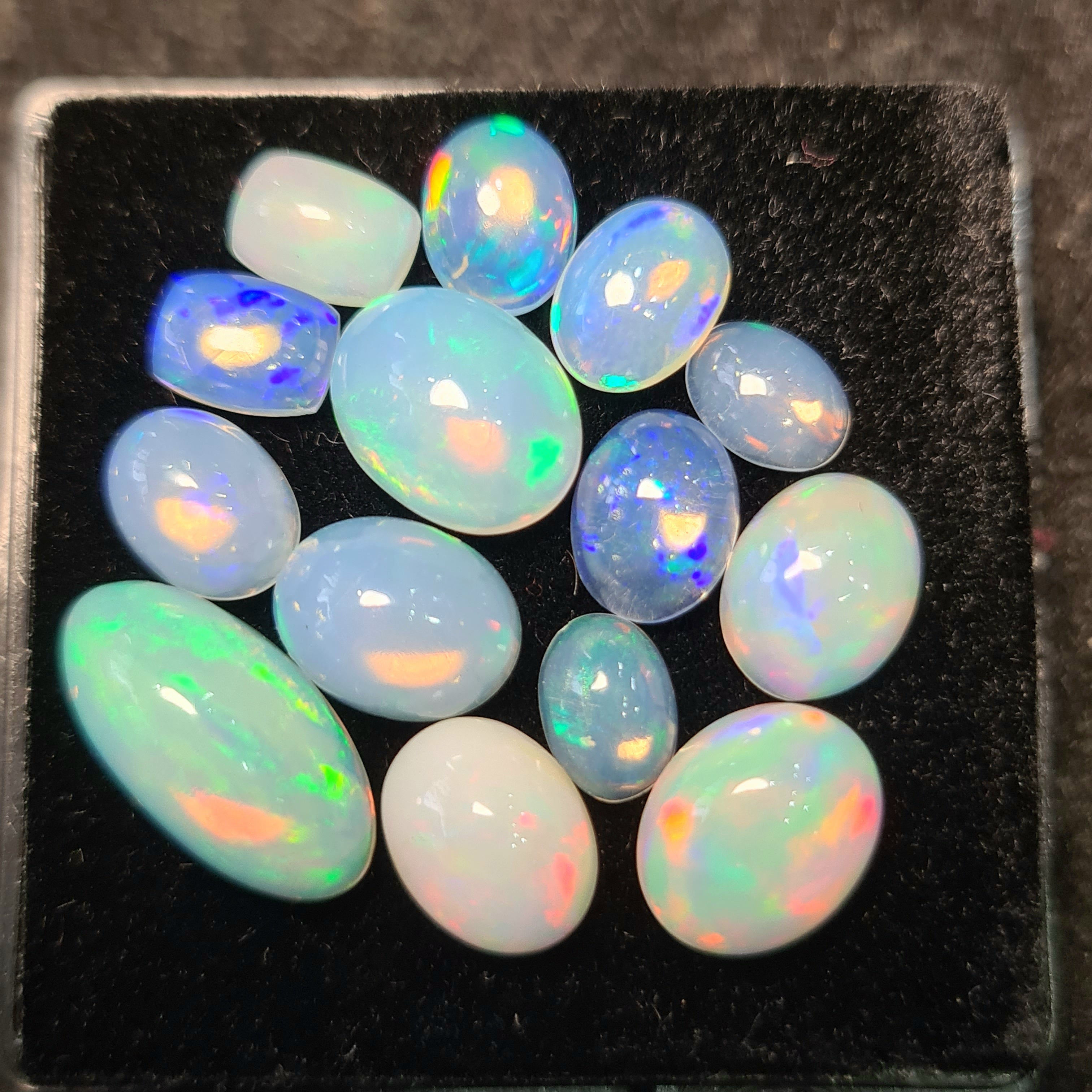 14Pcs of Natural Ethopian Opal Cabochons | 6–14mm | Shape-Mix - The LabradoriteKing
