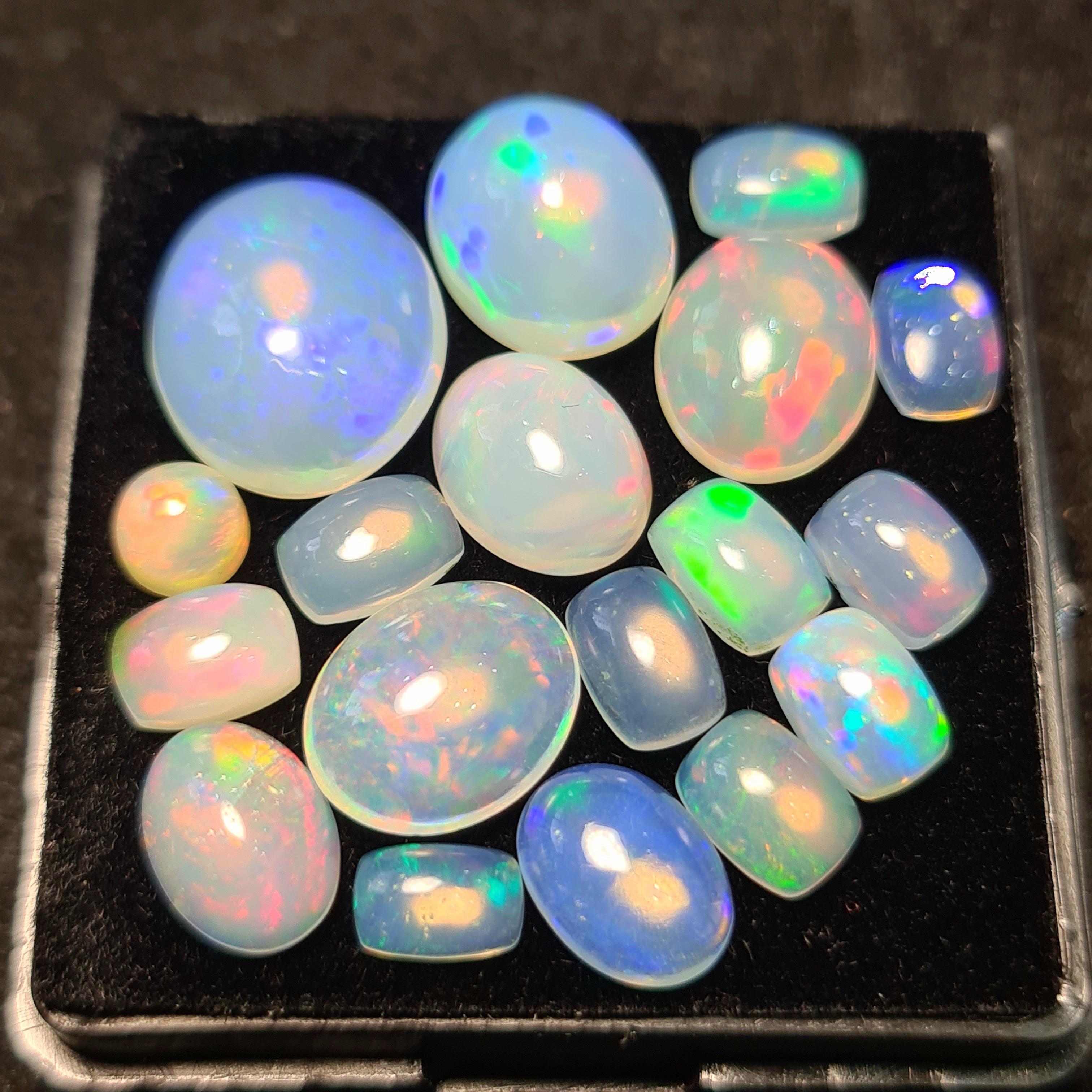 18Pcs of Natural Ethopian Opal Cabochons | 5–14mm | Shape-Mix - The LabradoriteKing