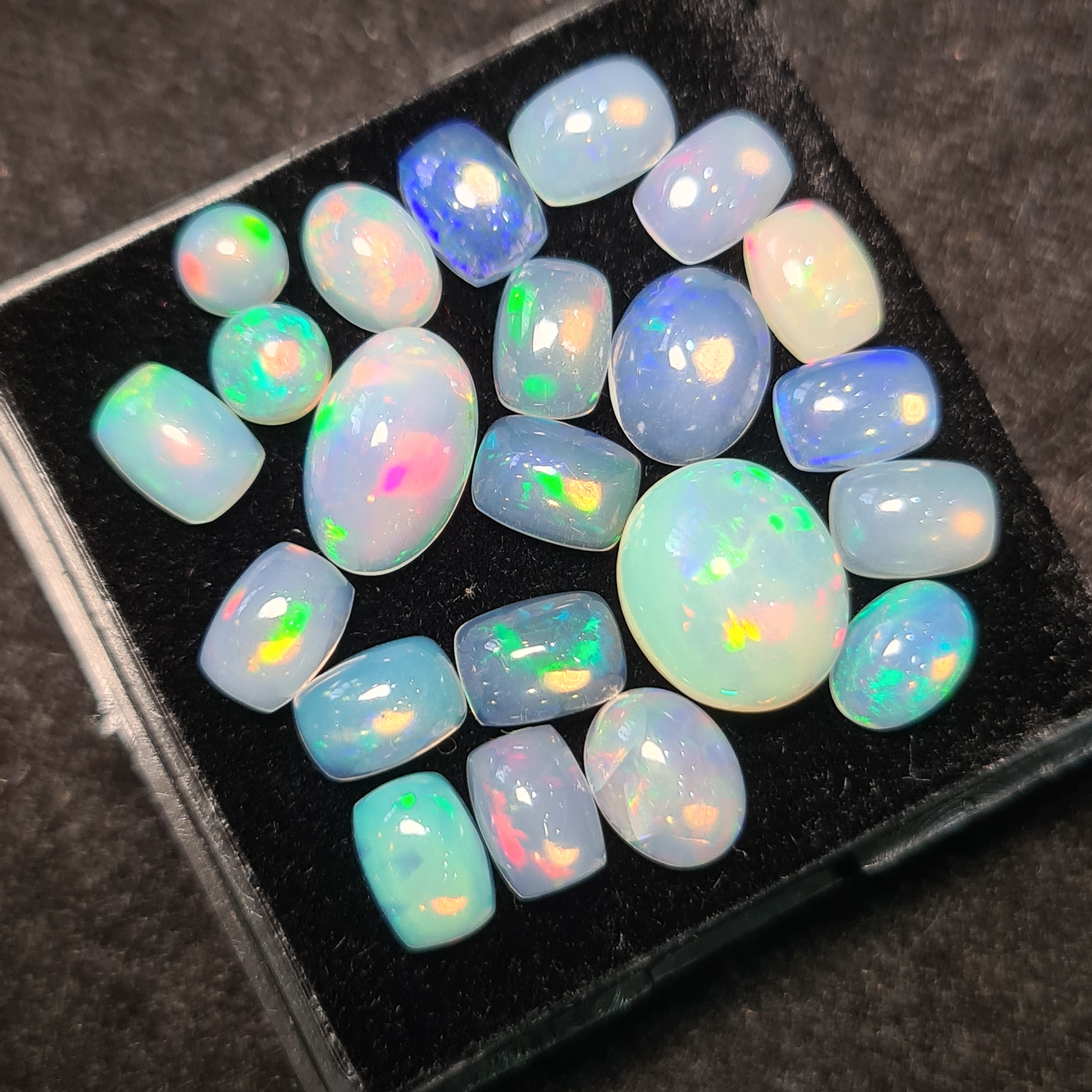 22Pcs of Natural Ethopian Opal Cabochons | 5–11mm | Shape-Mix - The LabradoriteKing
