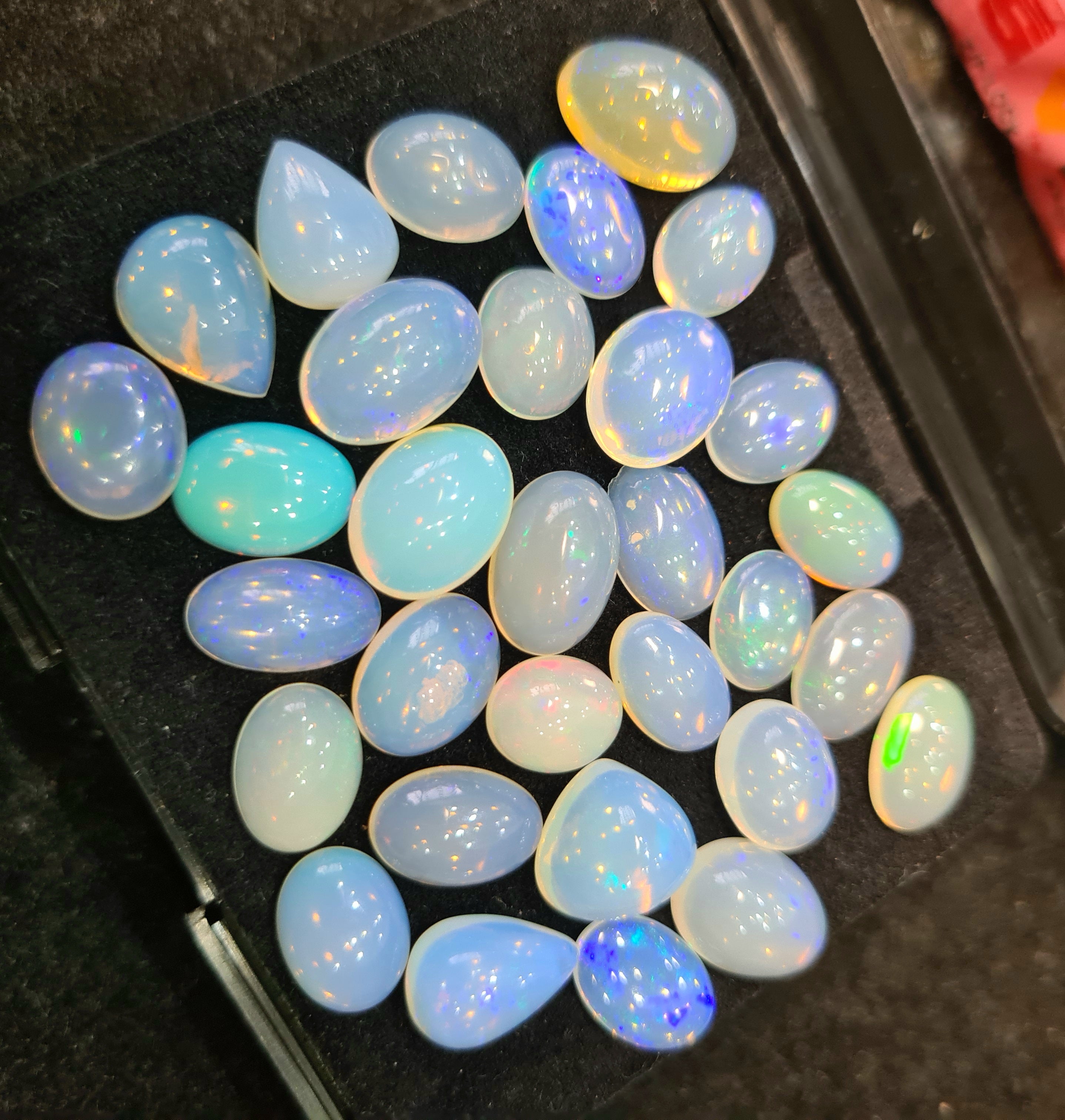 31Pcs of Natural Ethopian Opal Cabochons | 10–15mm | Shape-Mix - The LabradoriteKing