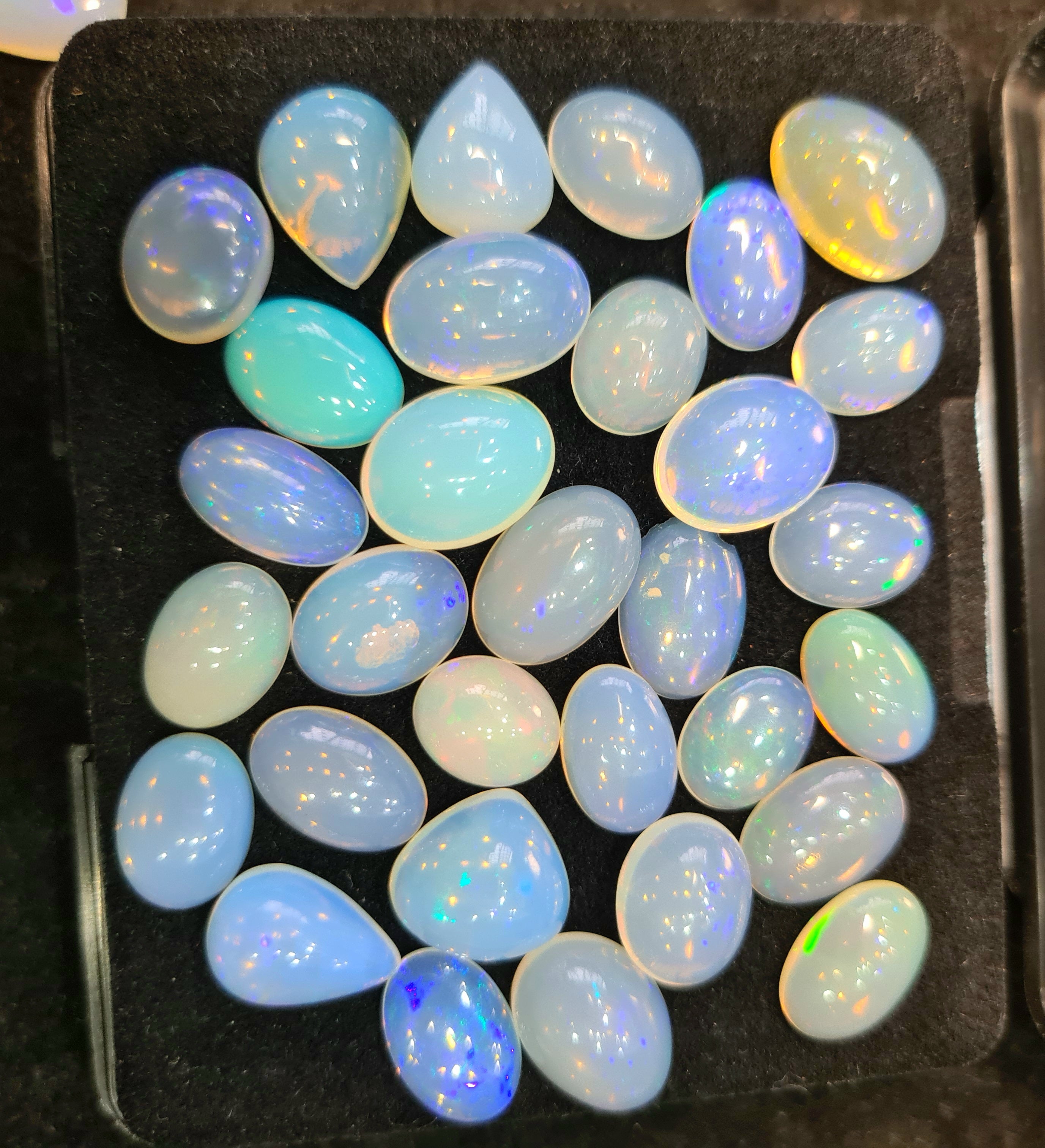 31Pcs of Natural Ethopian Opal Cabochons | 10–15mm | Shape-Mix - The LabradoriteKing