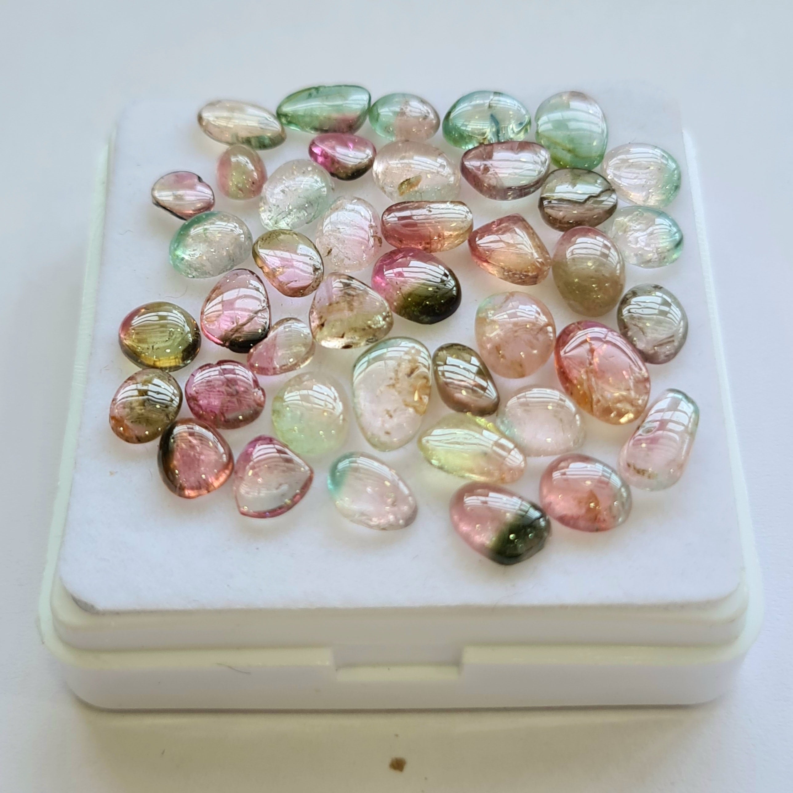 41 Pcs Natural Multi Tourmaline Cabochon | Mix | Size: 5-9mm - The LabradoriteKing