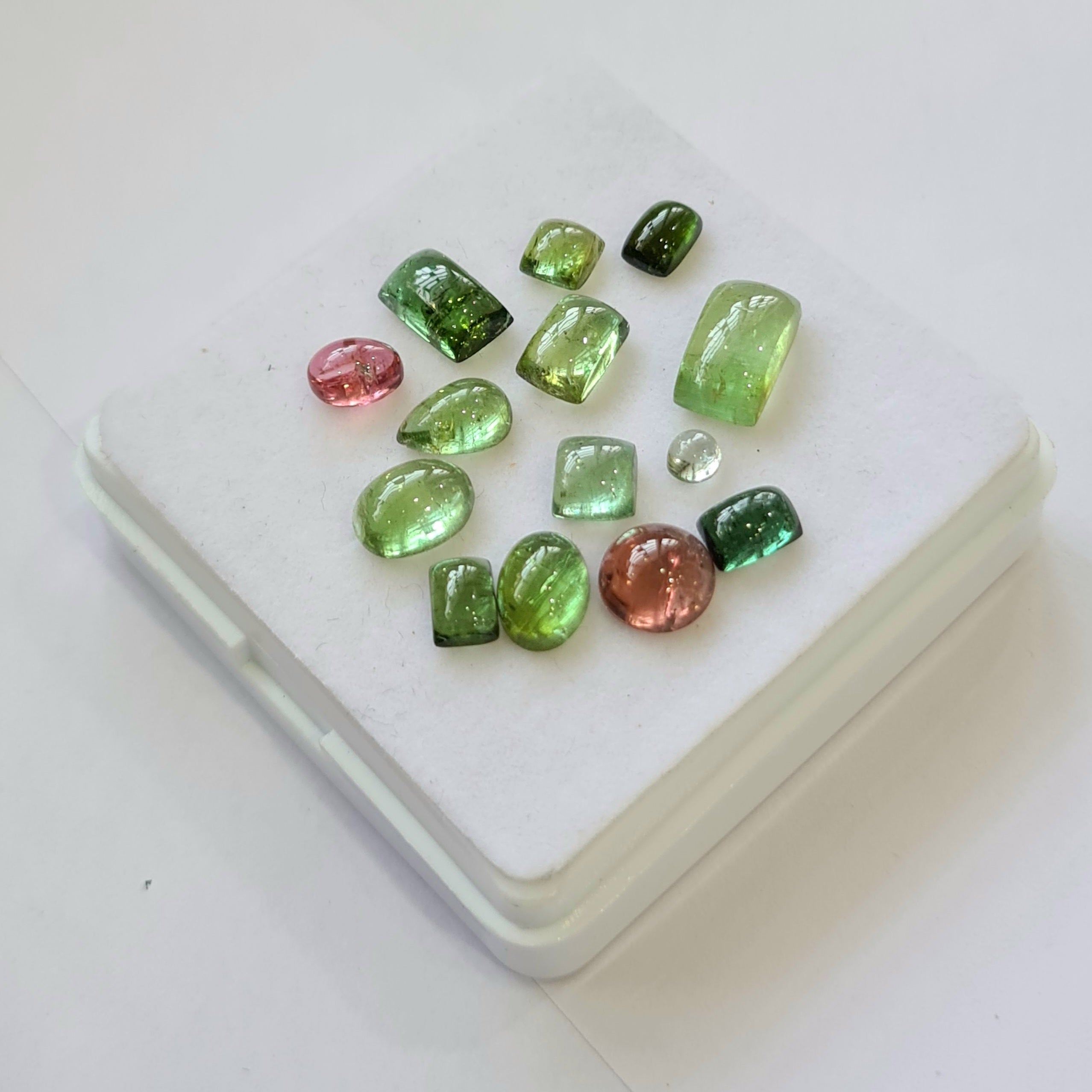 14 Pcs Natural Multi Tourmaline Cabochon | Mix | Size: 3-10mm - The LabradoriteKing