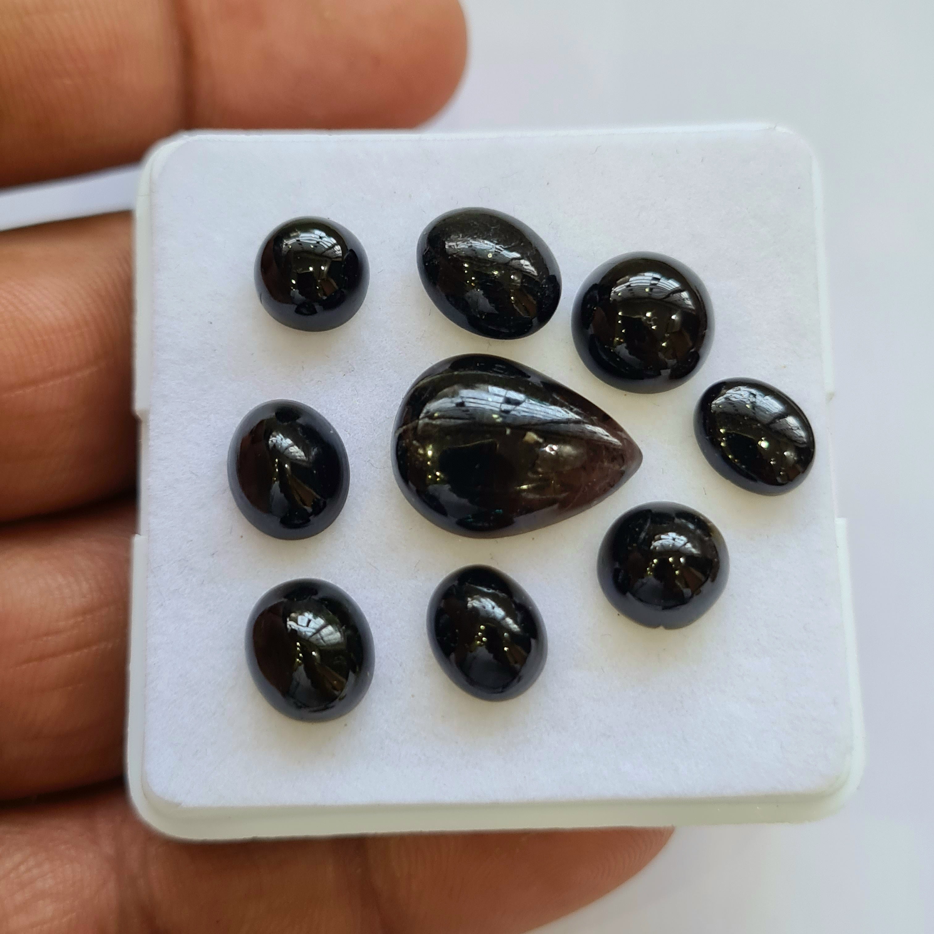 9 Pcs Natural Multi Tourmaline Cabochon | Mix | Size: 7-16mm - The LabradoriteKing