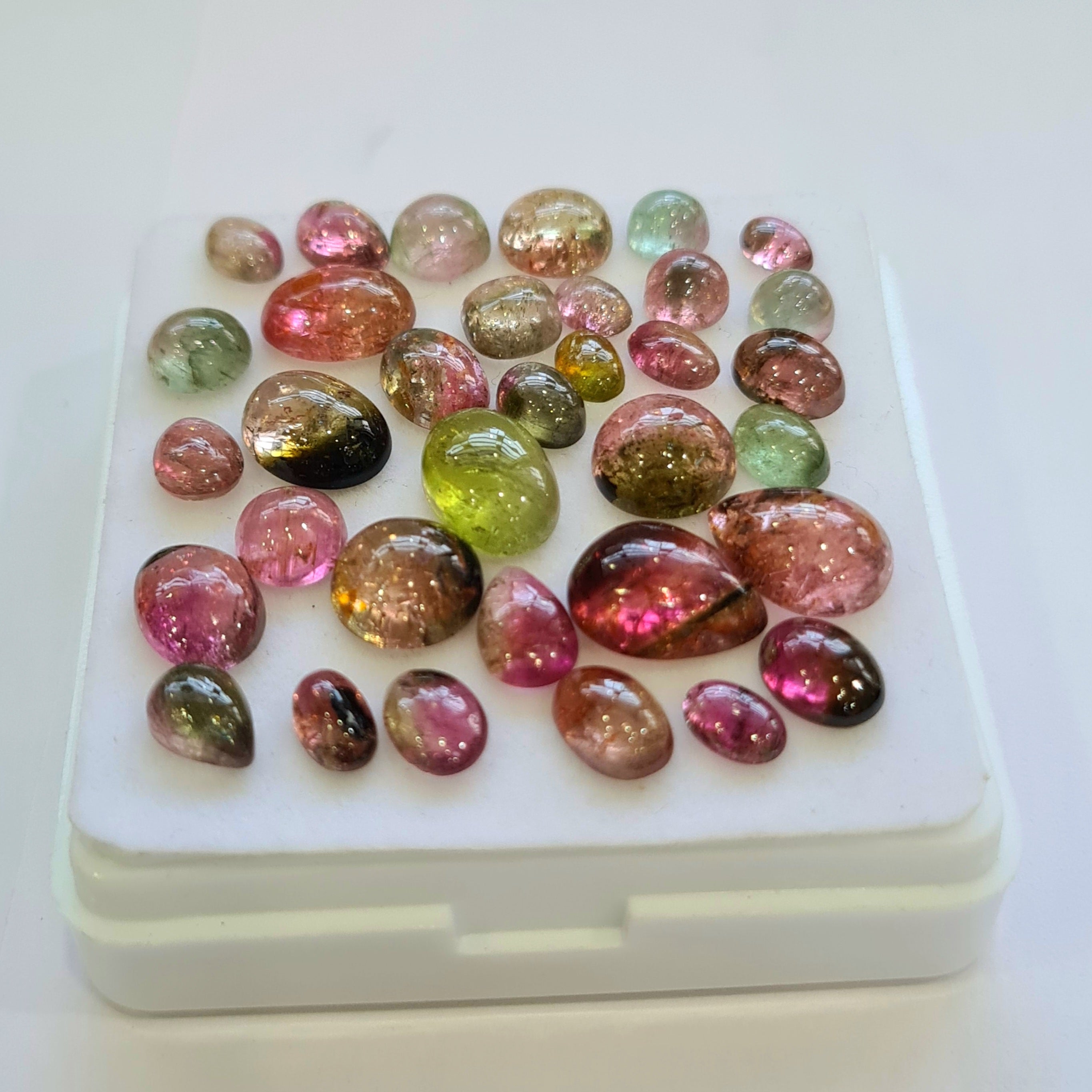 34 Pcs Natural Multi Tourmaline Cabochon | Mix | Size: 5-14mm - The LabradoriteKing