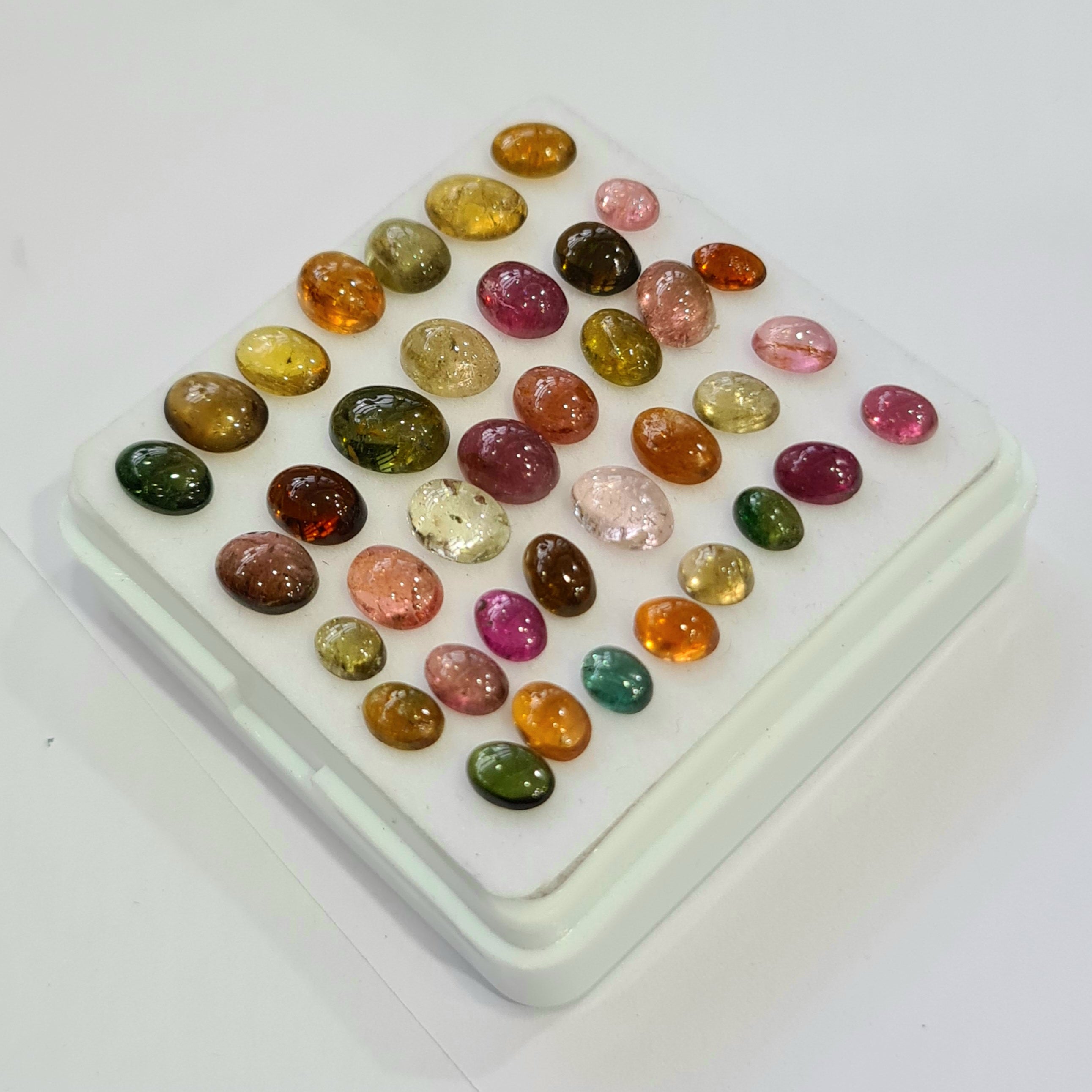 38 Pcs Natural Multi Tourmaline Cabochon | Oval | Size: 8-15mm - The LabradoriteKing