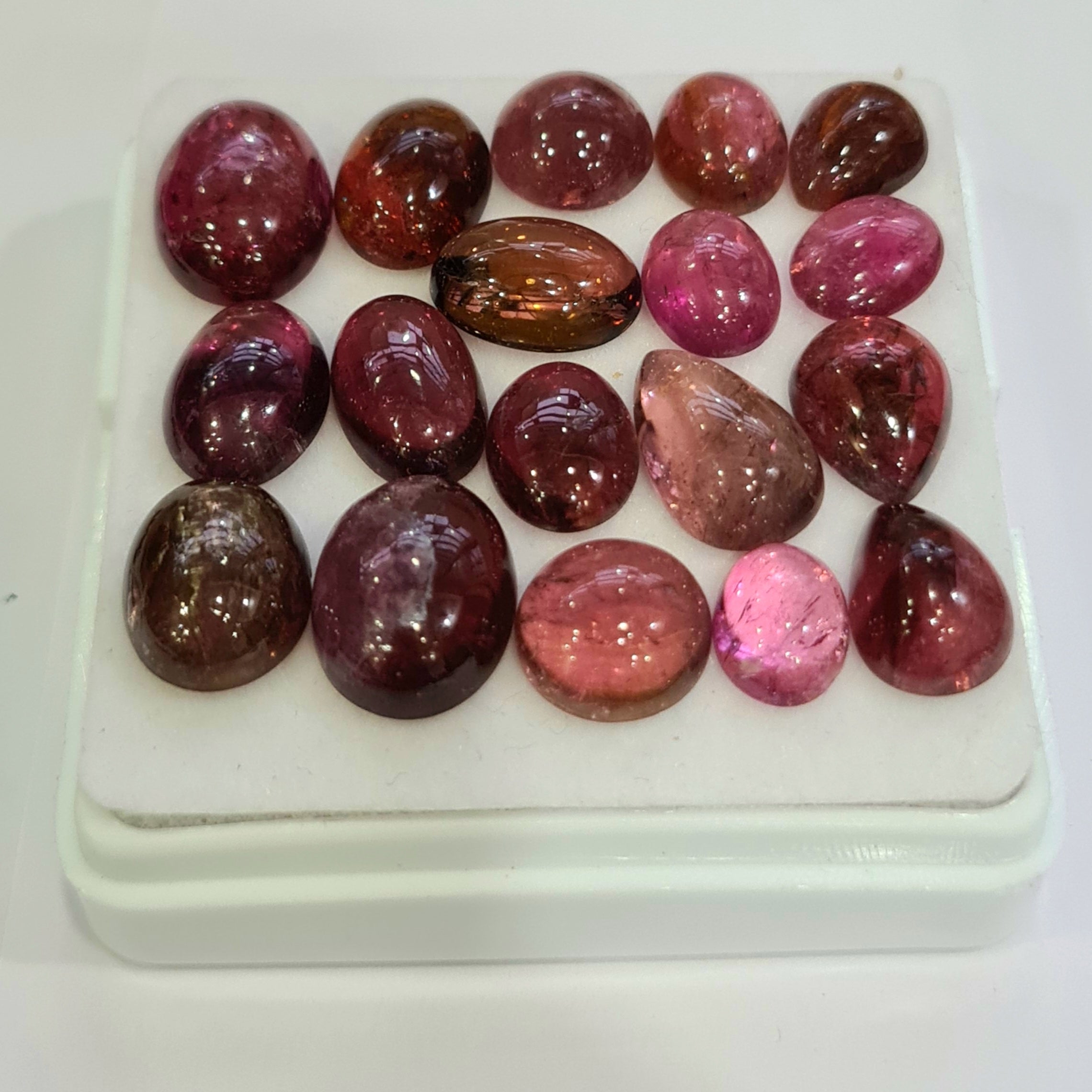 18 Pcs Natural Multi Tourmaline Cabochon | Mix | Size: 8-13mm - The LabradoriteKing