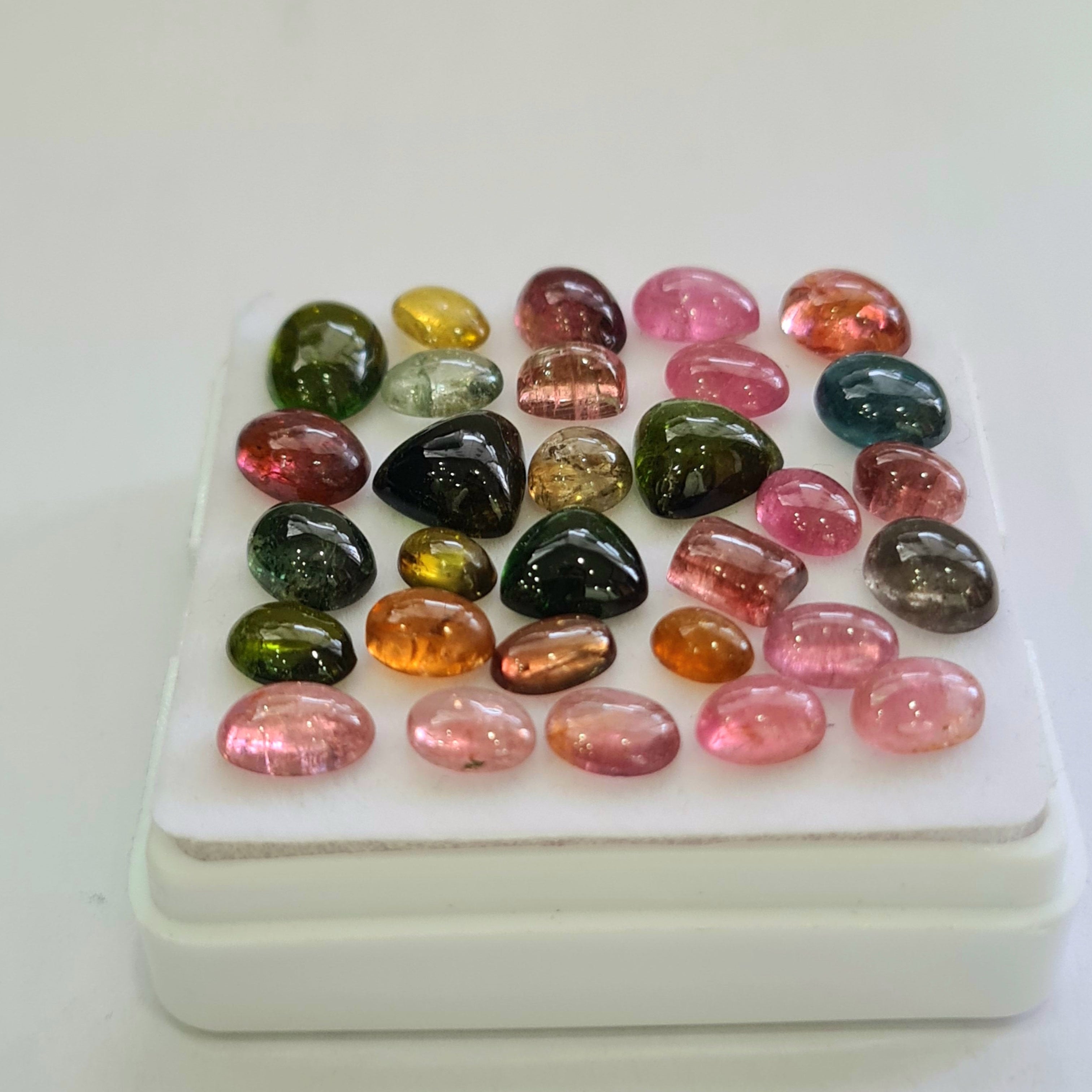30 Pcs Natural Multi Tourmaline Cabochon | Mix | Size: 6-10mm - The LabradoriteKing