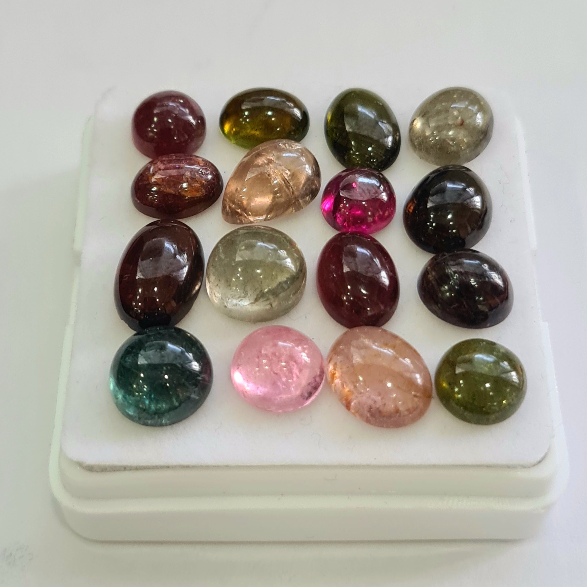 16 Pcs Natural Multi Tourmaline Cabochon | Mix | Size: 8-13mm - The LabradoriteKing
