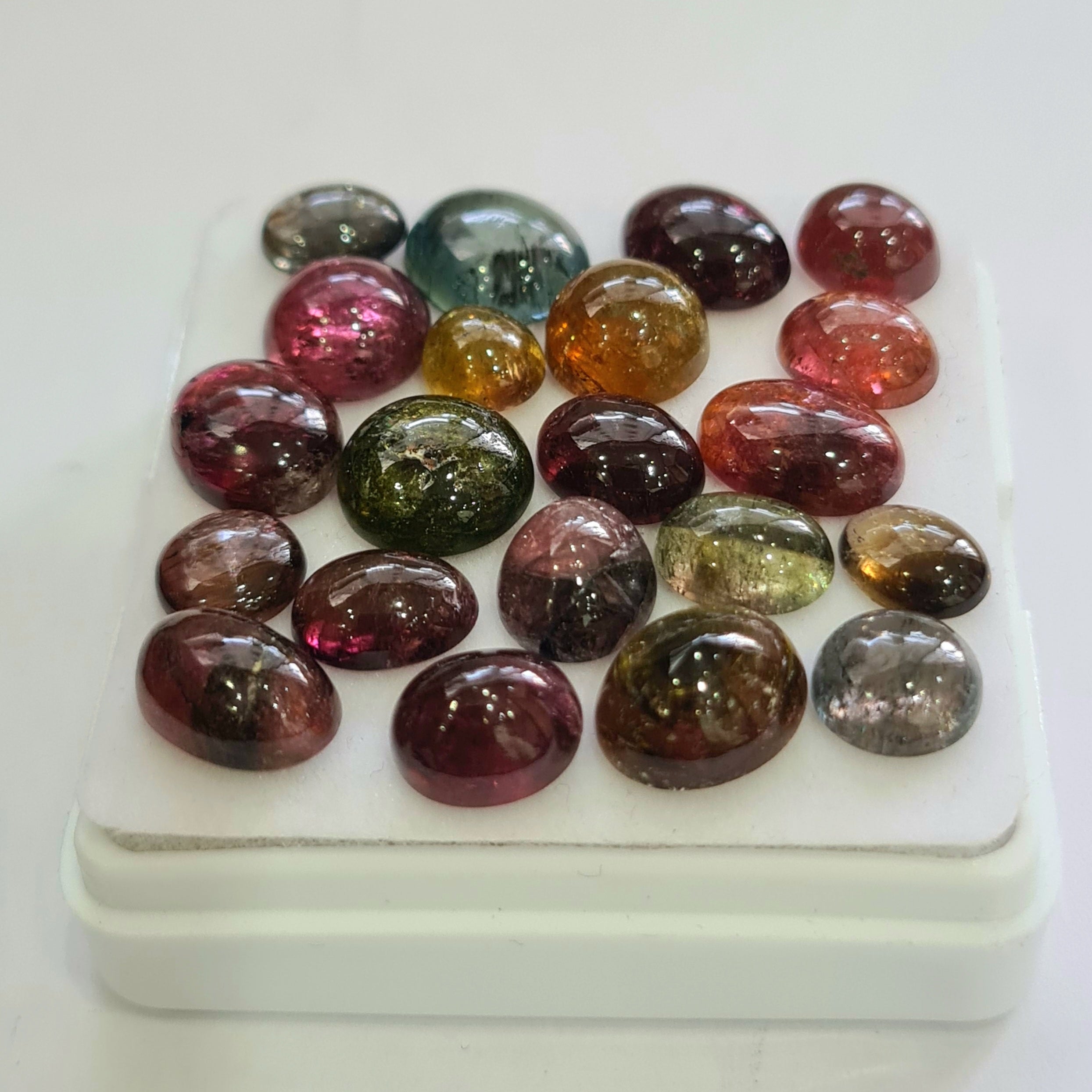 21 Pcs Natural Multi Tourmaline Cabochon | Mix | Size: 6-11mm - The LabradoriteKing