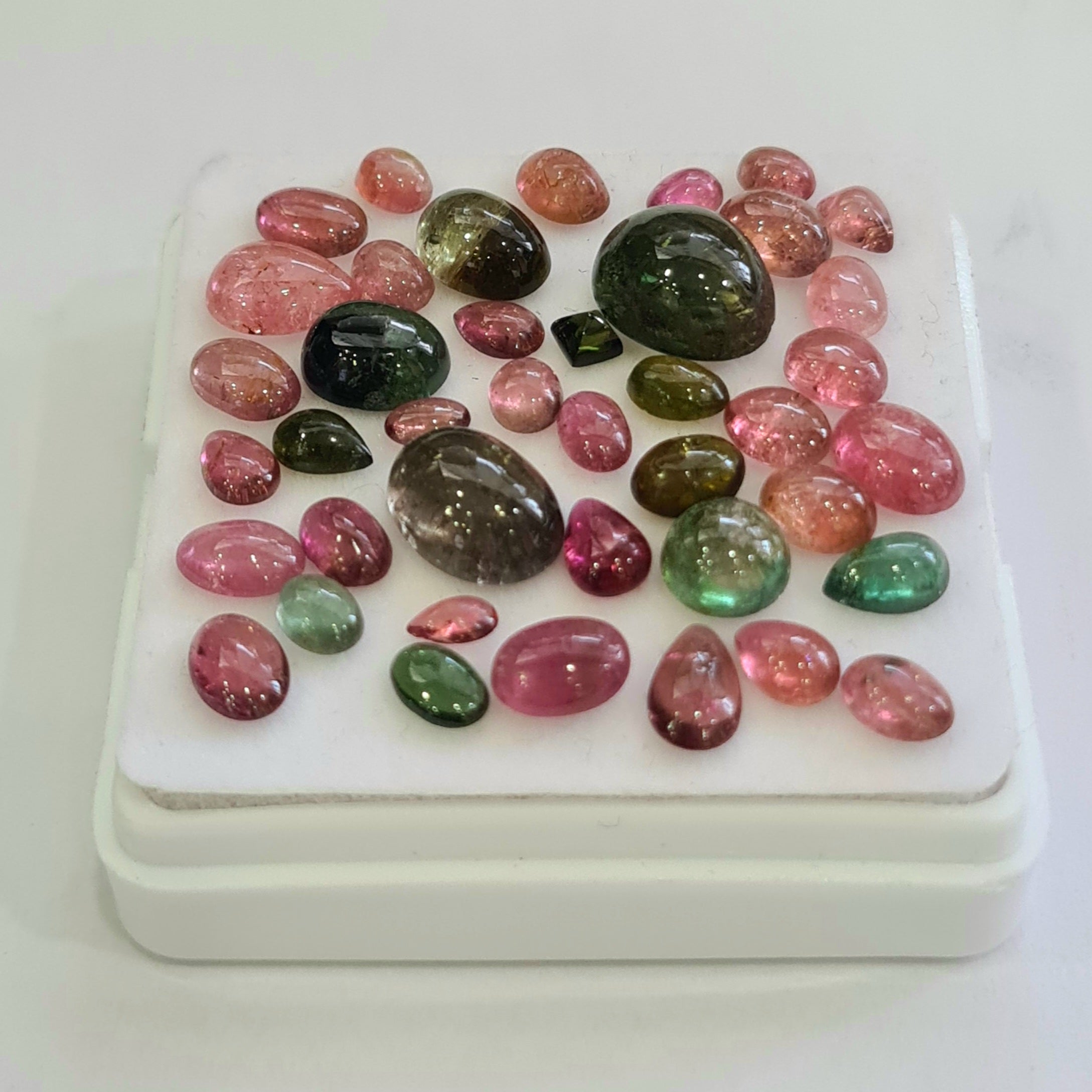 41 Pcs Natural Multi Tourmaline Cabochon | Mix | Size: 3-11mm - The LabradoriteKing